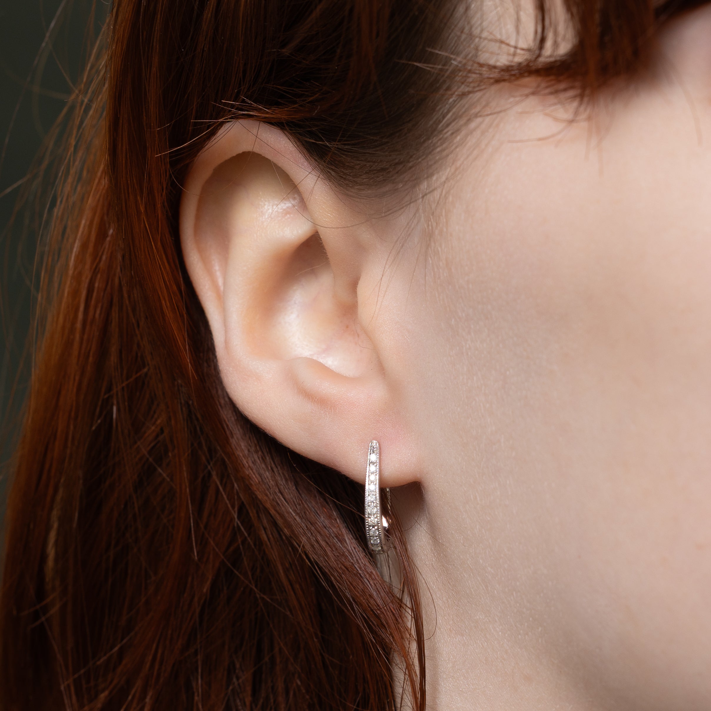 Diamond Milgrain Hoop Earrings | 0.18ctw