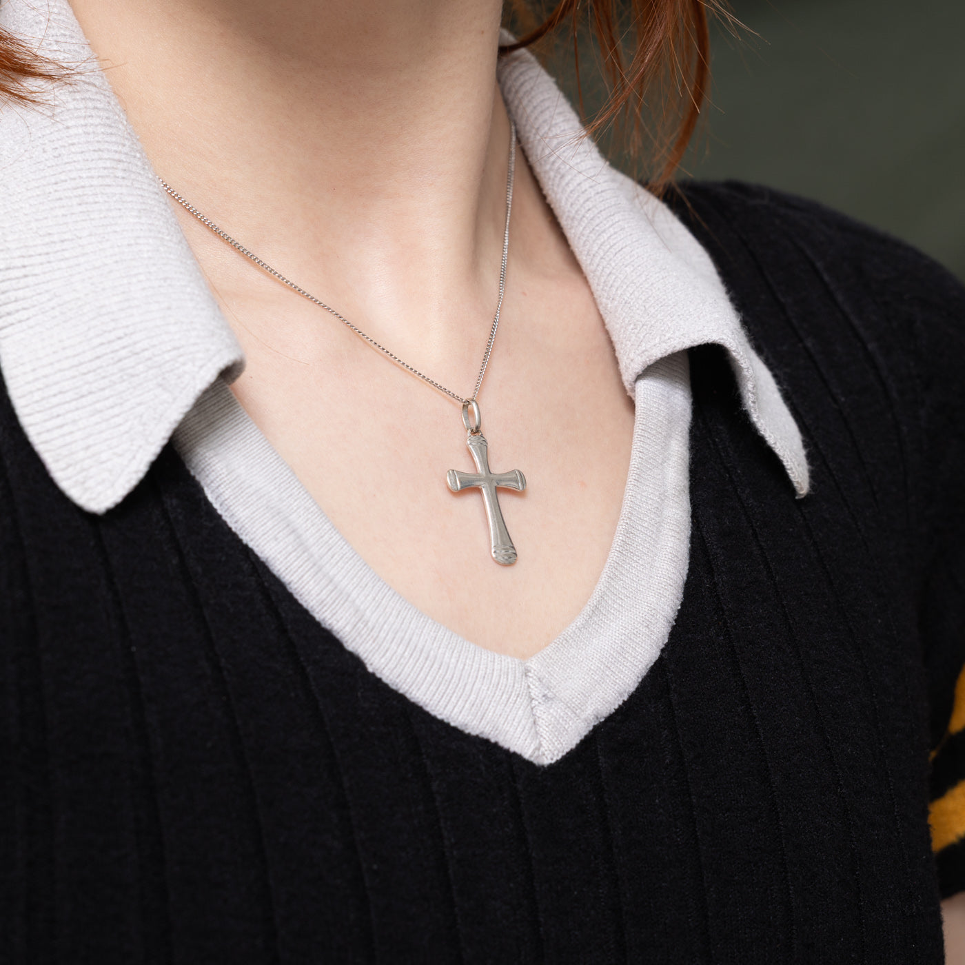 10k White Gold Cross Pendant