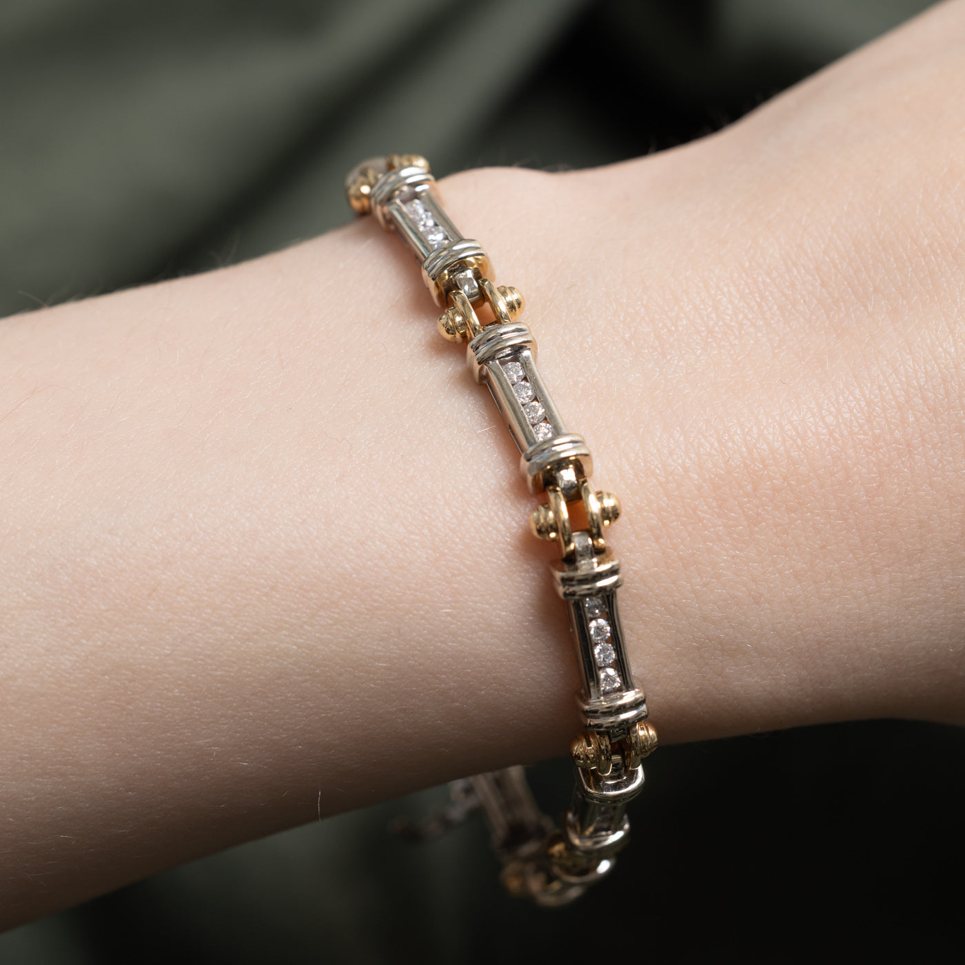 Two Tone Channel Set Diamond Tennis Bracelet | 0.90ctw | 7"