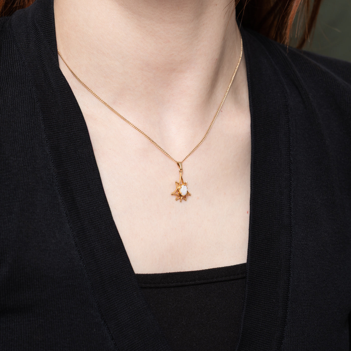 Oval Cut Opal Star Pendant