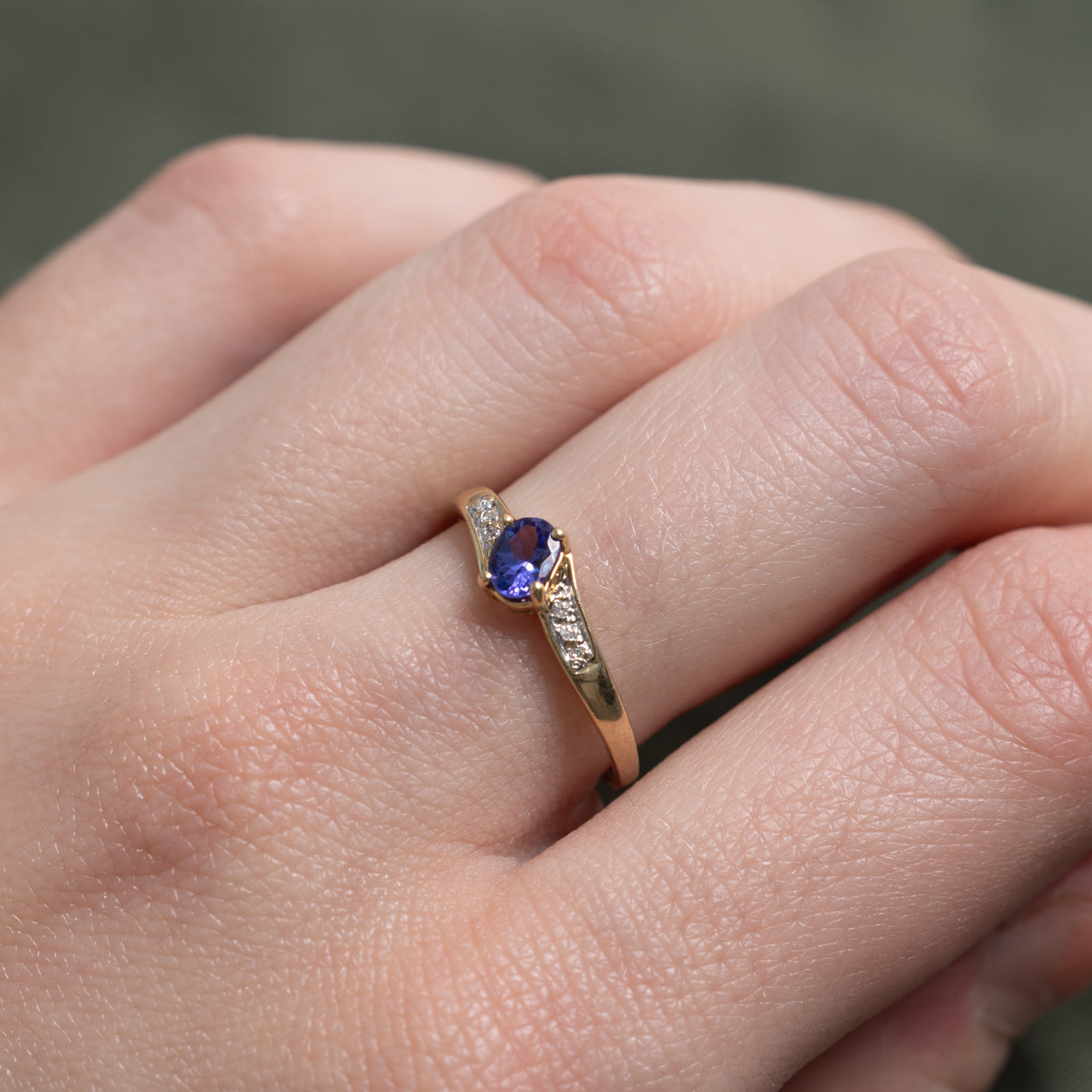 Oval Cut Tanzanite & Diamond Bypass Ring | 0.3ct, 0.03ctw | SZ 6.75 |