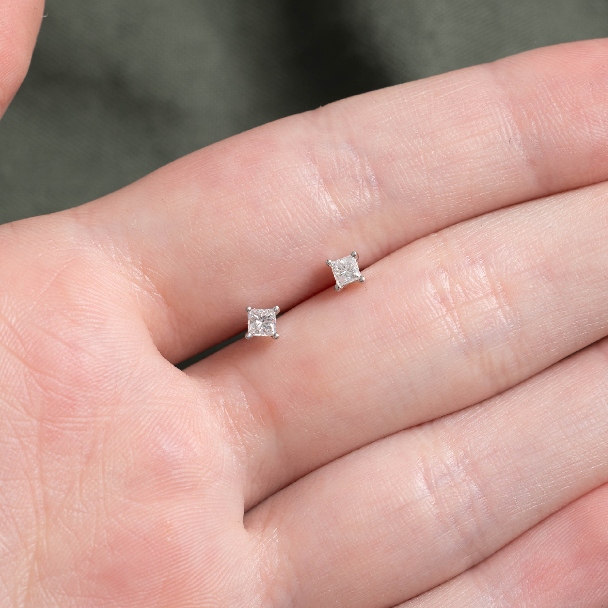 10k Princess Cut Diamond Studs | 0.38ctw