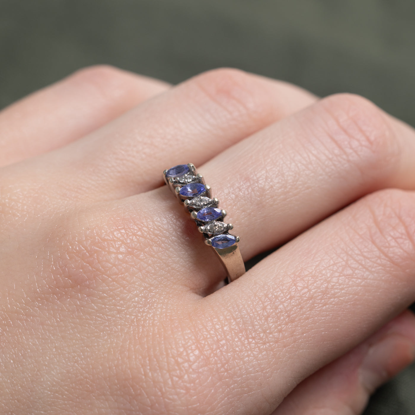 Marquise Cut Tanzanite & Diamond Ring | 0.3ctw, 0.03ctw | SZ 8.5 |