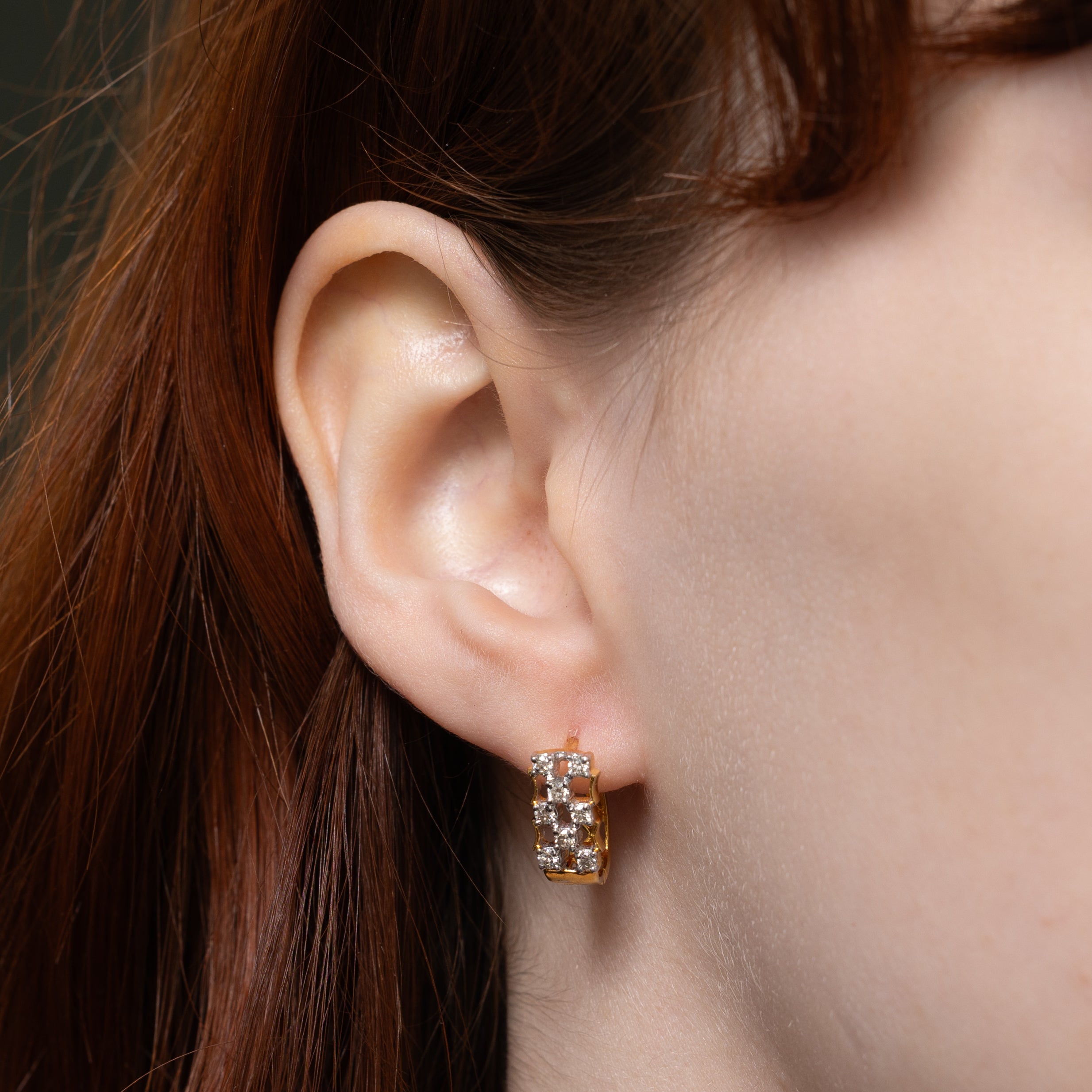 Checkerboard Diamond Huggie Earrings | 0.43ctw