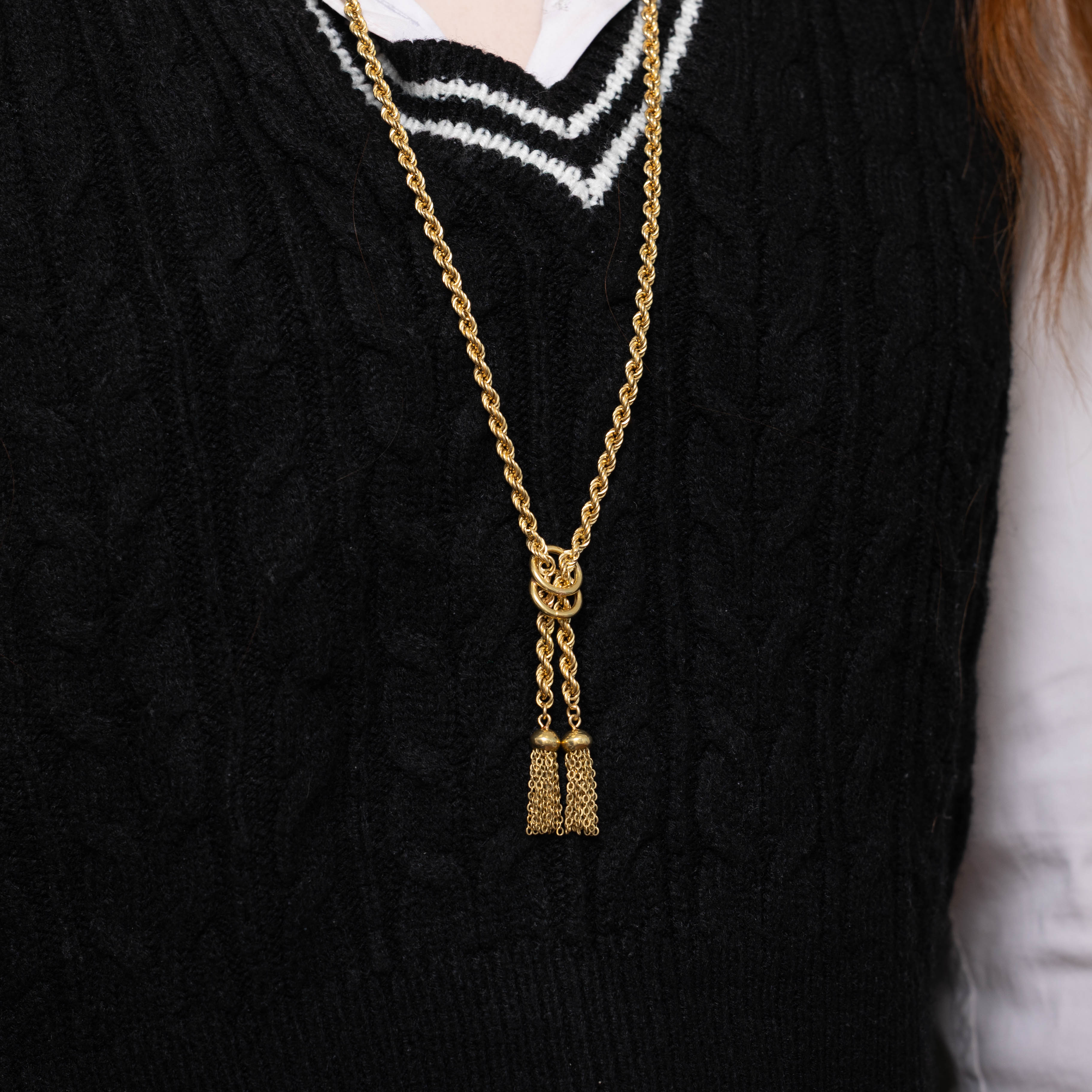 ‘Birks’ Prince of Wales Link Tassel Necklace | 30"