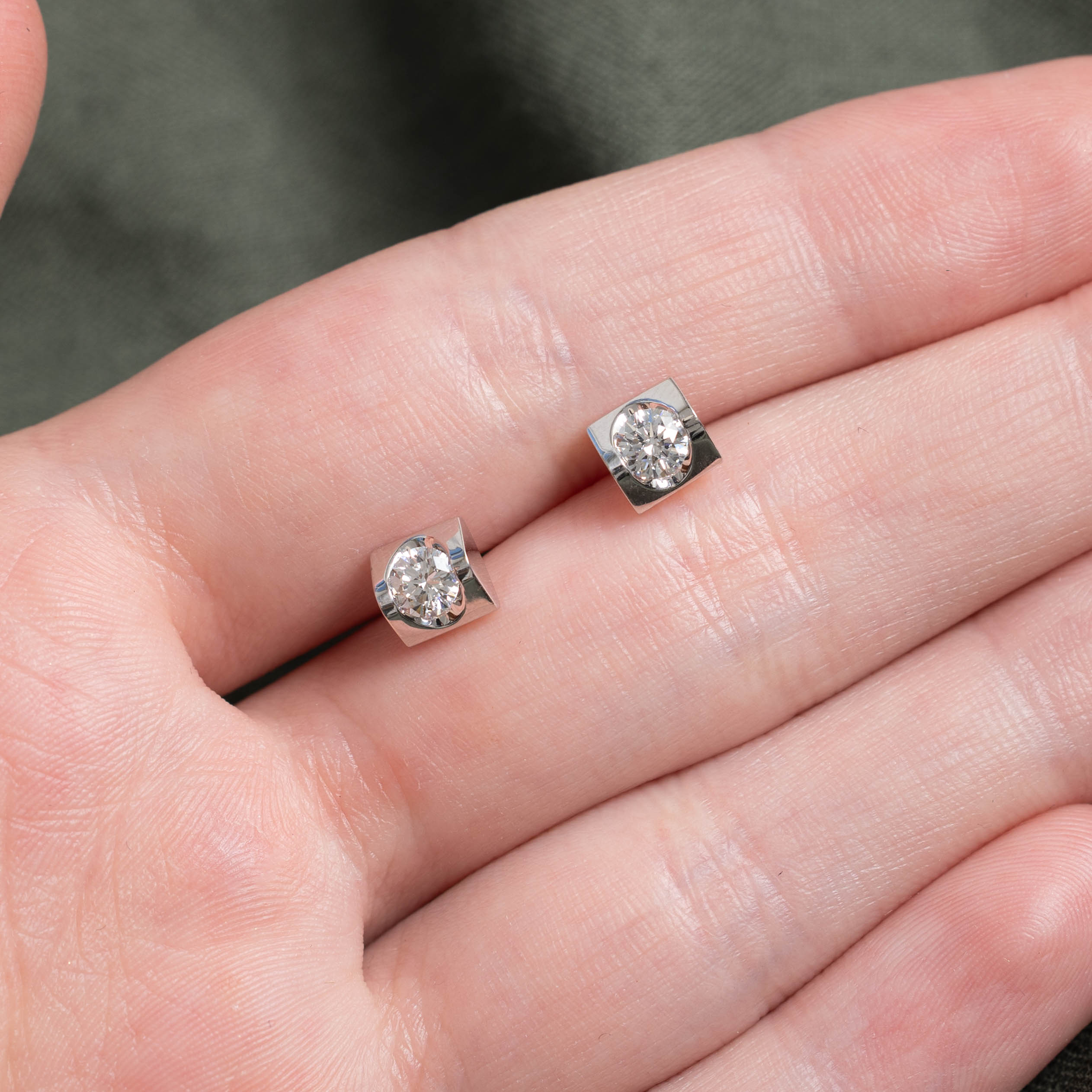 18k Tension Set Diamond Studs | 0.46ctw