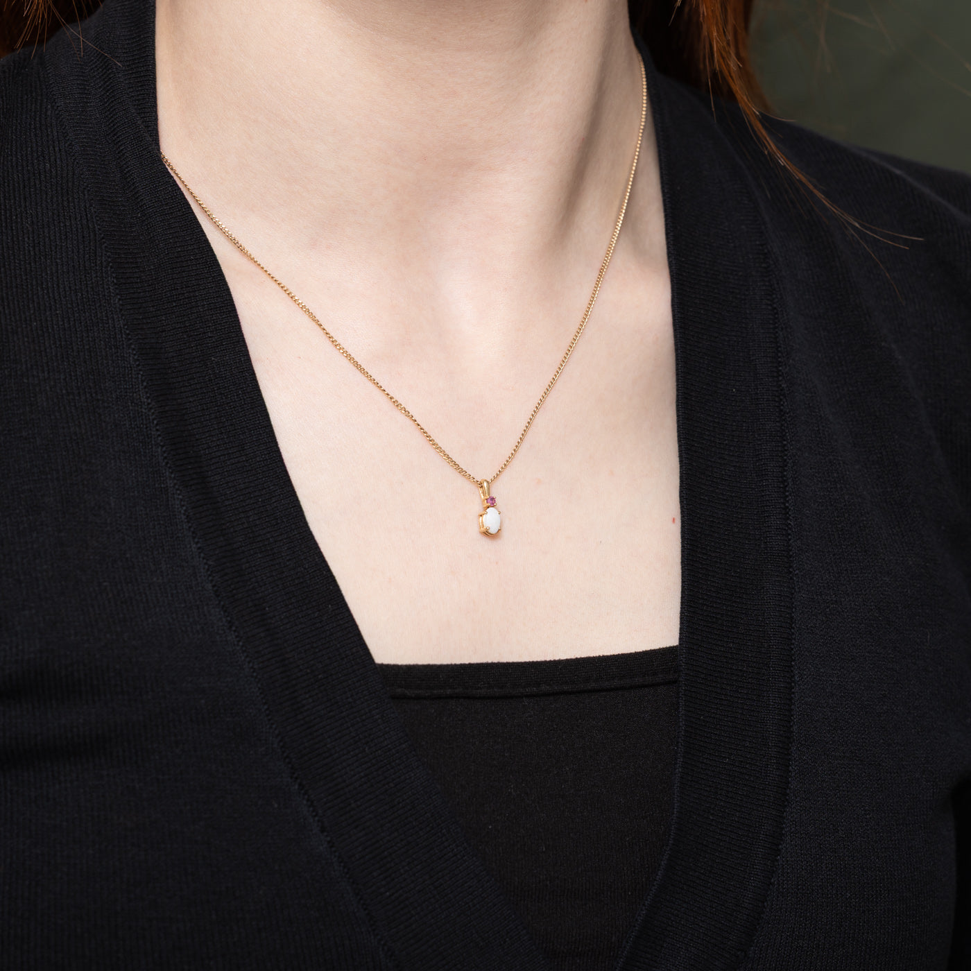 Pendentif en opale et rubis