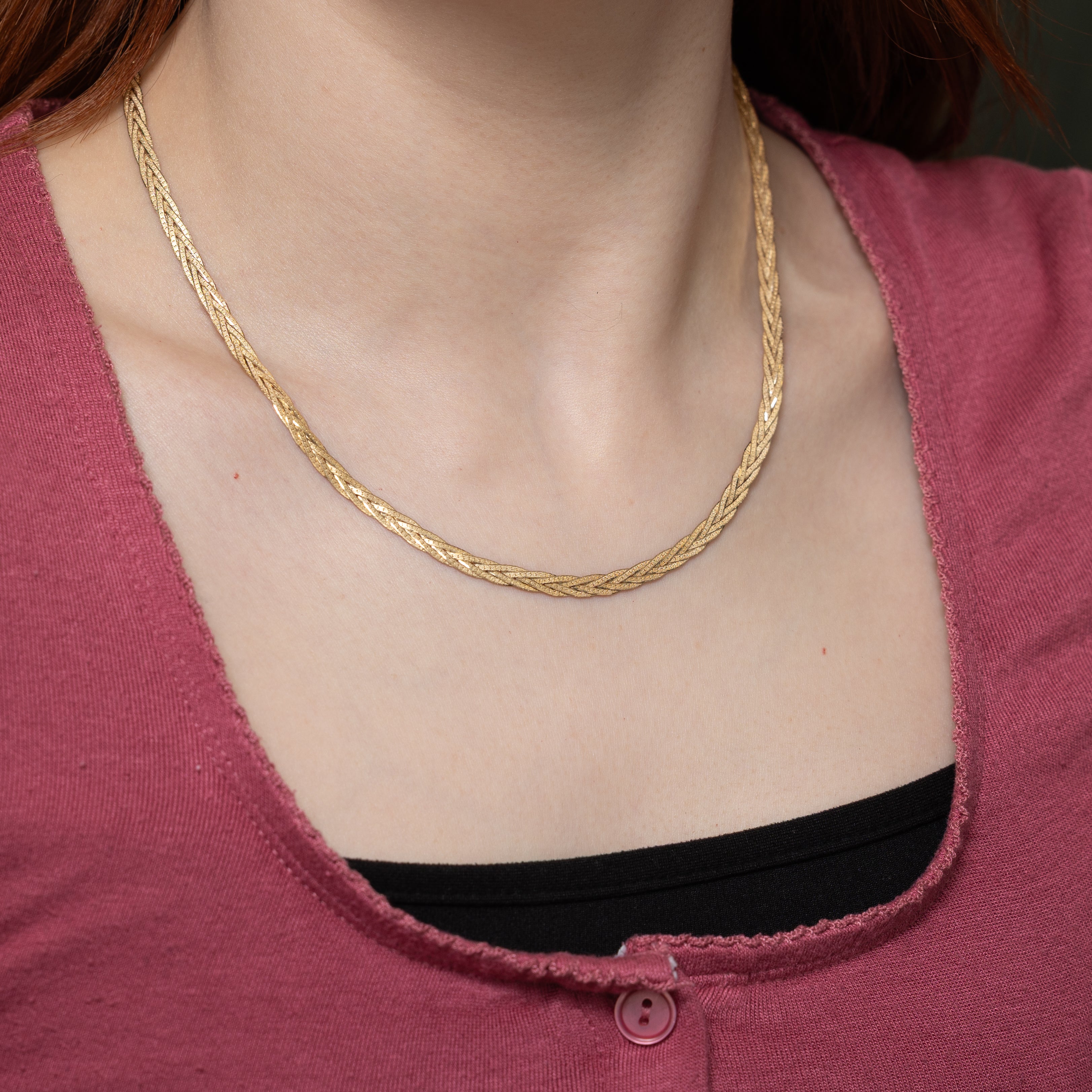 10k Yellow Gold Braided Flat Chain | 18"