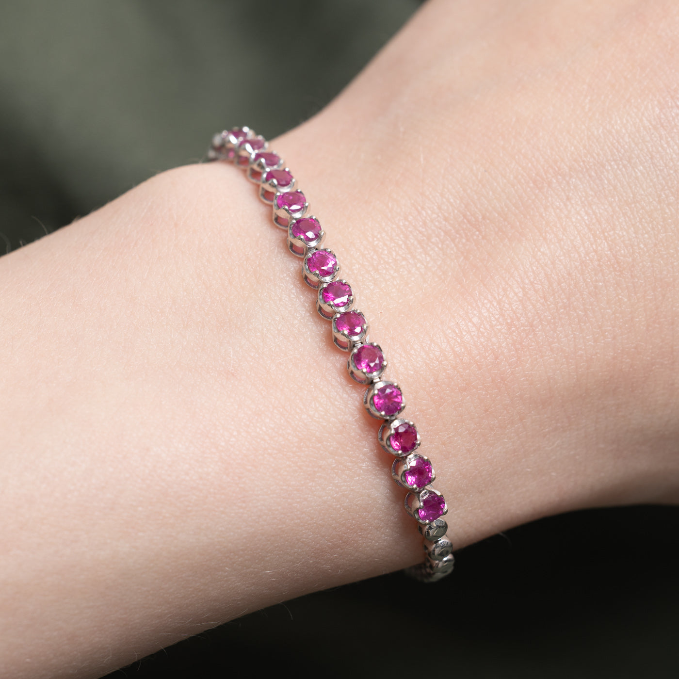 Half Eternity Ruby Gemstone Bracelet | 2.56ctw | 6" |