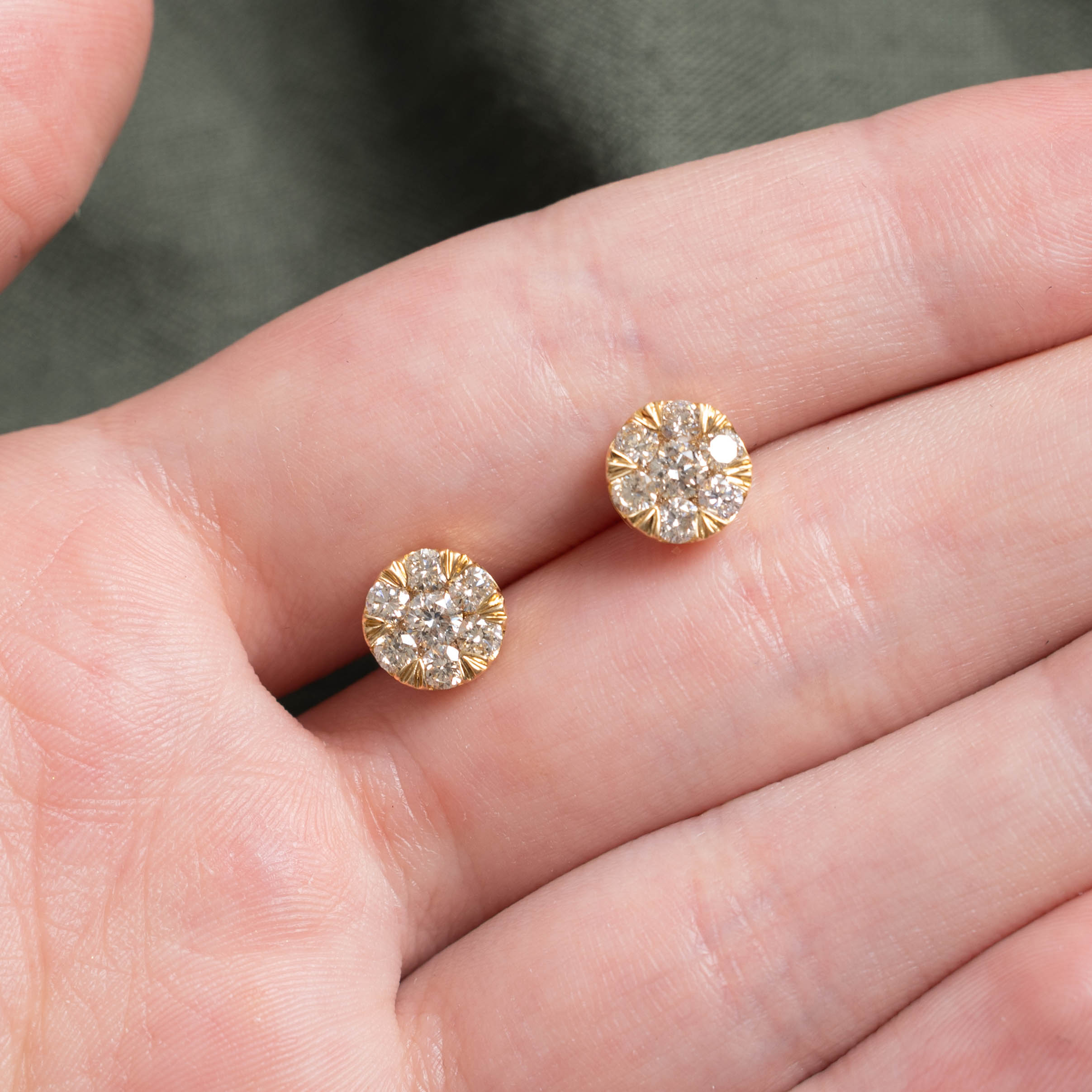 18k Diamond Daisy Cluster Studs | 1.20ctw