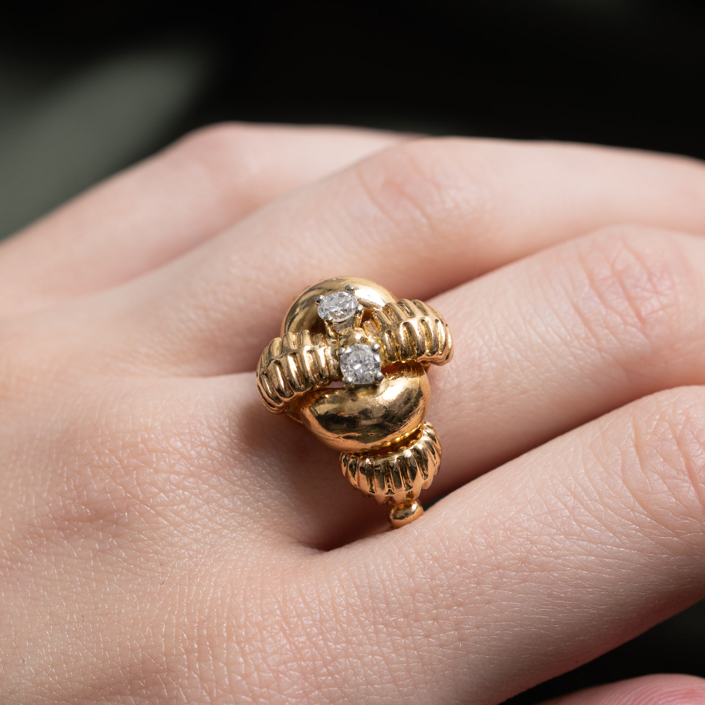 Two Stone Diamond Abstract Cocktail Ring | 0.31ctw | SZ 8.0 |