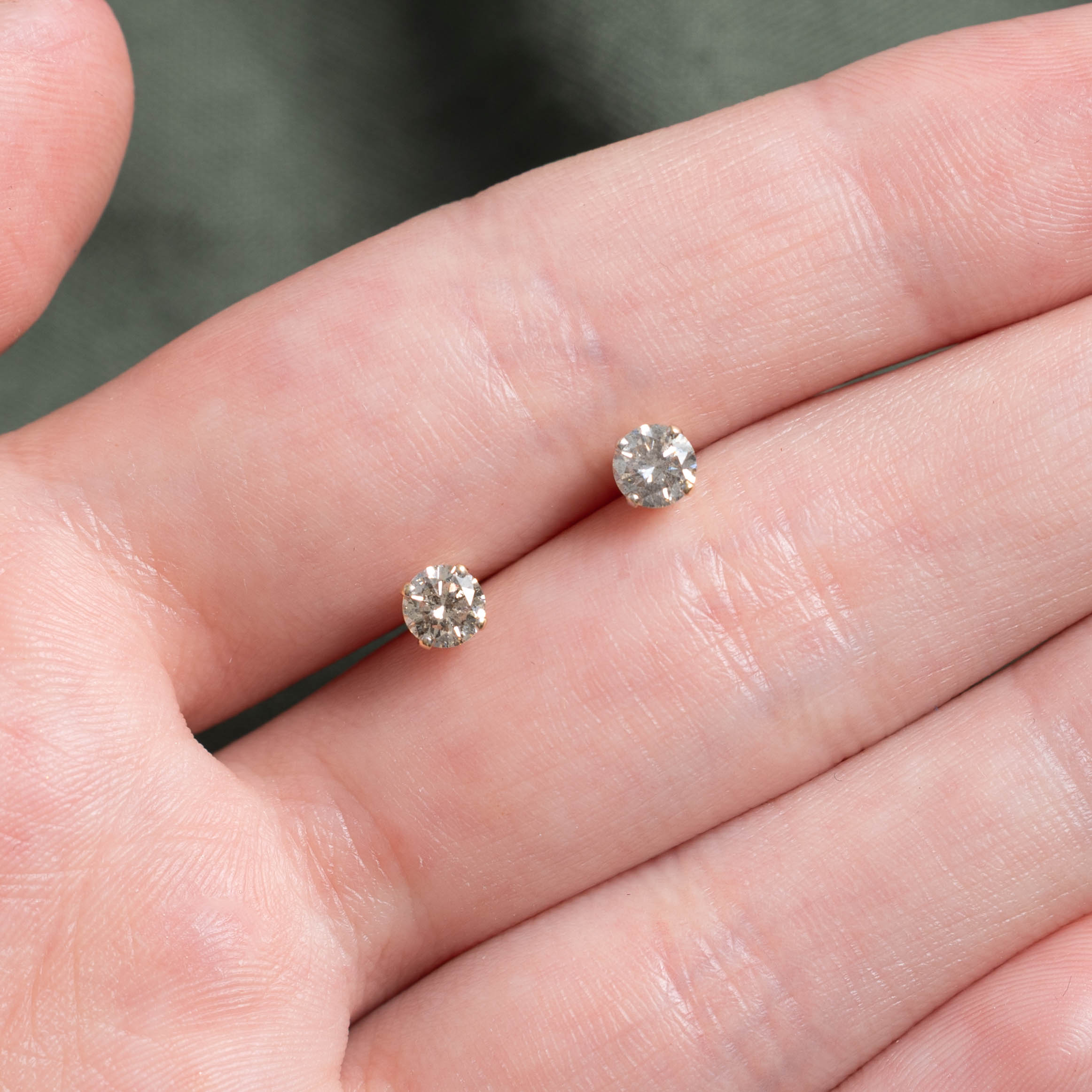 10k Solitaire Diamond Studs | 0.59ctw I2 K