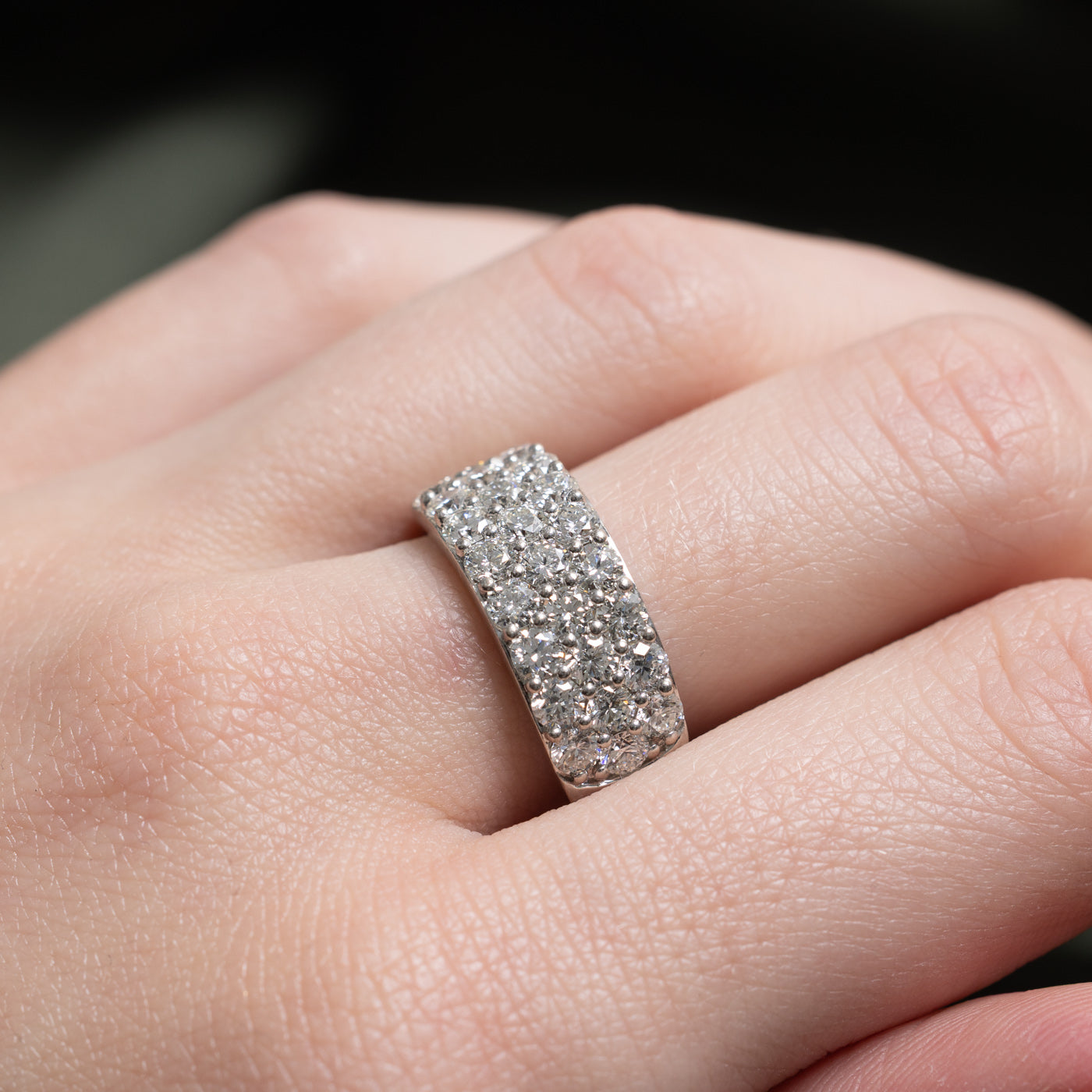 Pavé Set Triple Row Diamond Band | 2.25ctw | SZ 7.5 |