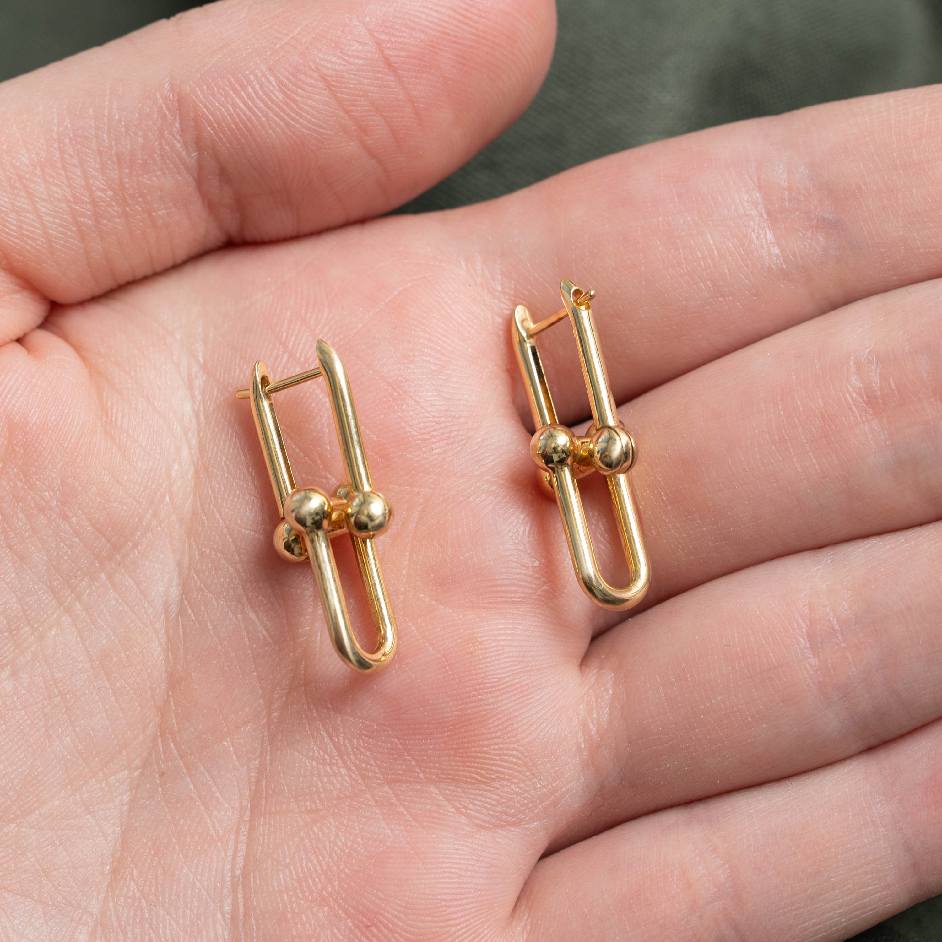 18k Yellow Gold Paperclip Earrings