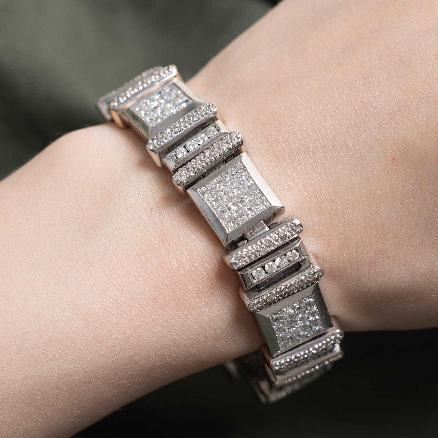 18k Mix Cut Diamond Watch Strap Bracelet | 14.24ctw | 7.5" |