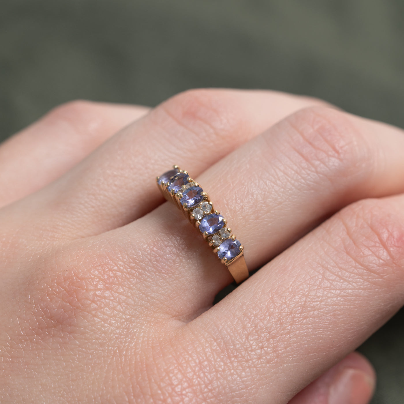 Five Stone Tanzanite & Diamond Ring | 0.6ctw, 0.16ctw | SZ 6.0 |