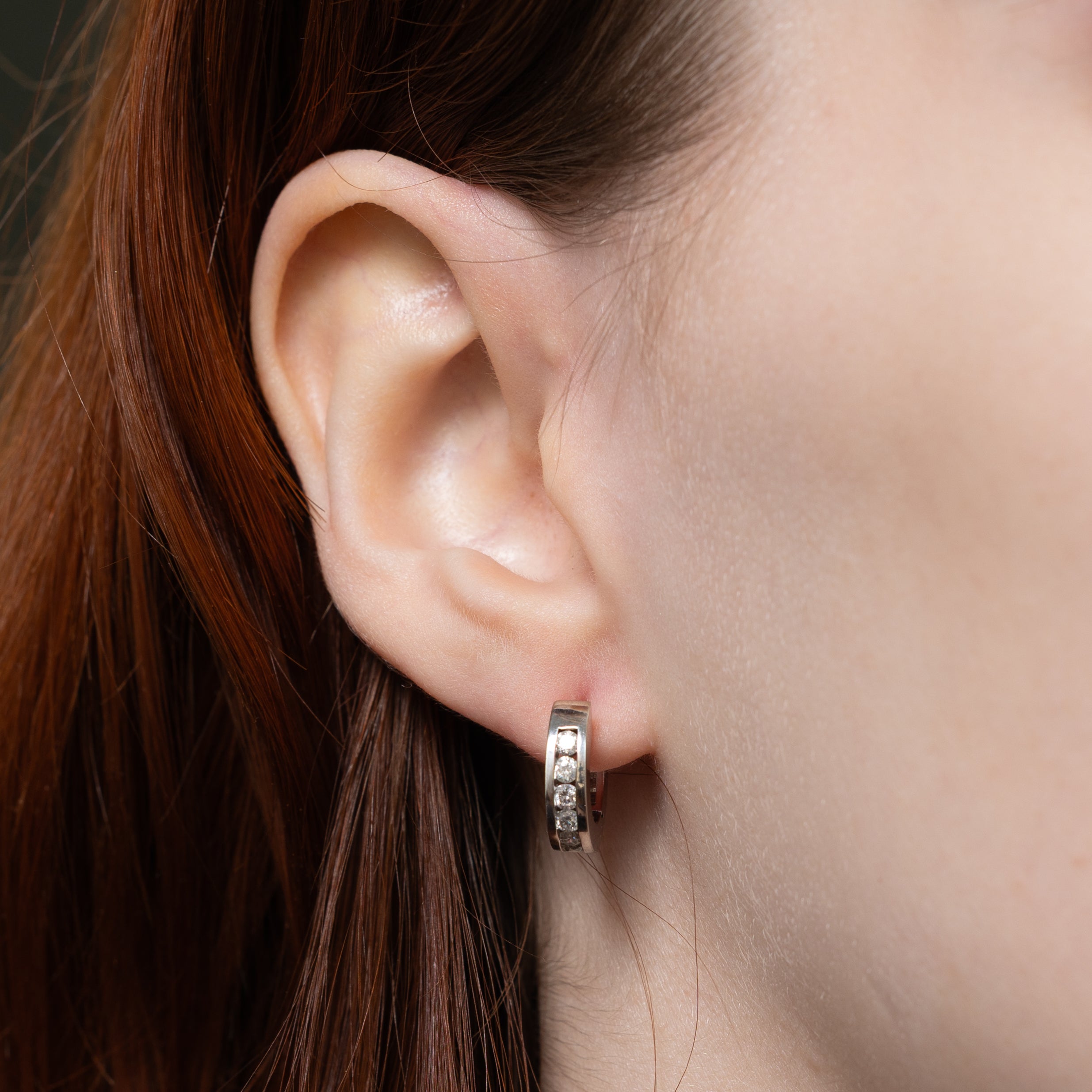 Channel Set Diamond Huggie Earrings | 0.63ctw