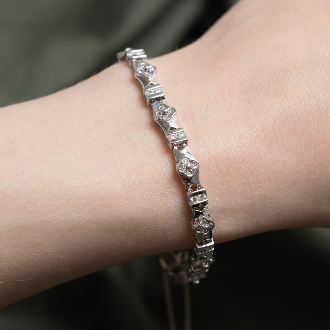 18k Diamond Cluster Tennis Bracelet | 1.56ctw | 7.25"