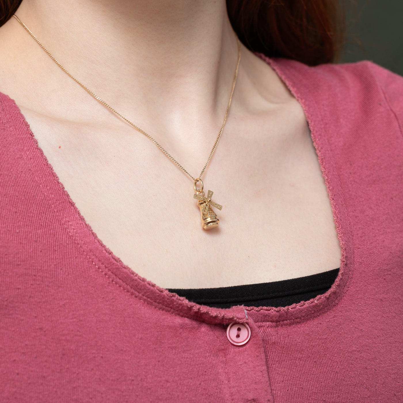 Dutch Hallmarked 14k Yellow Gold Windmill Charm