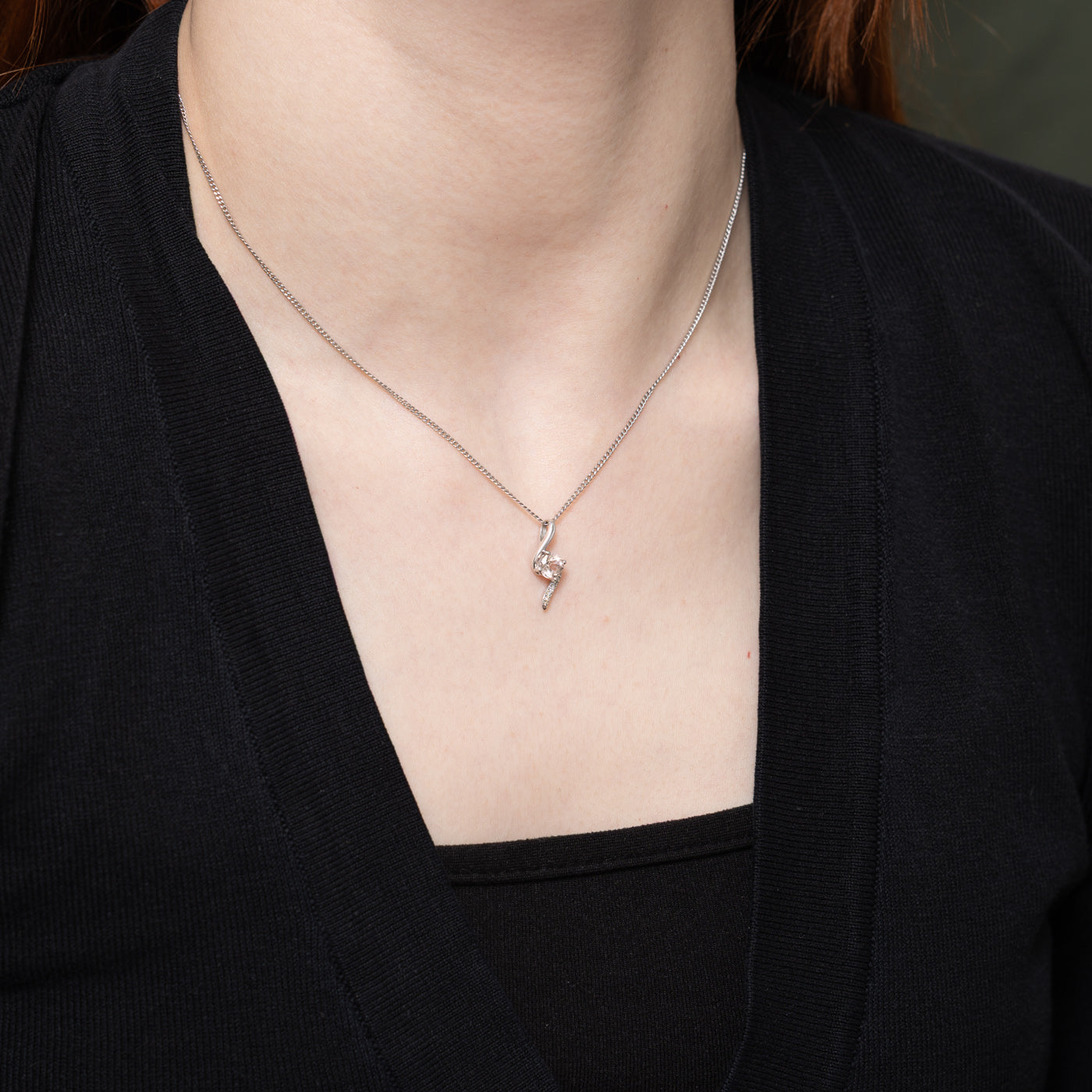 Pendentif en morganite et diamant