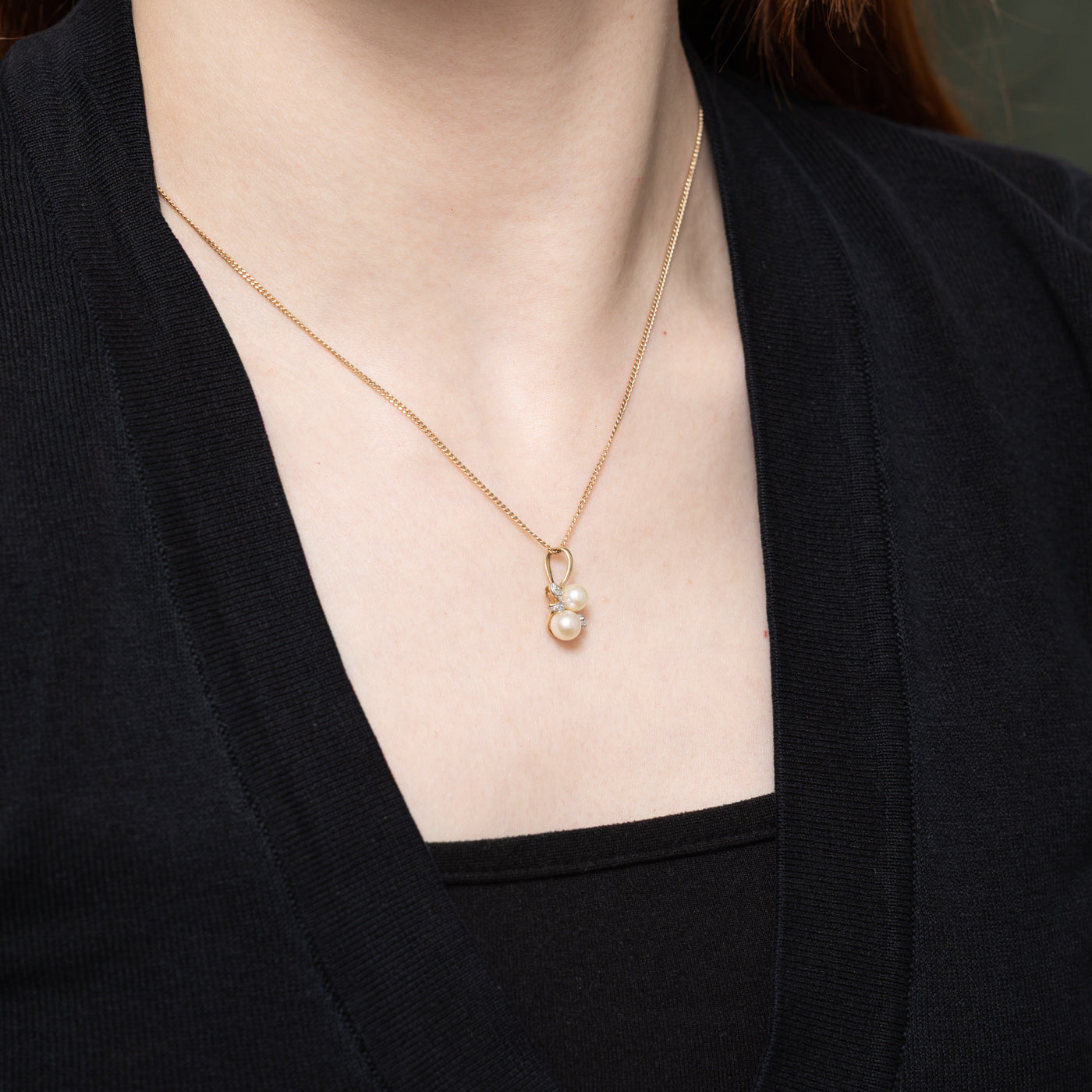 Pearl & Diamond Leaf Design Pendant