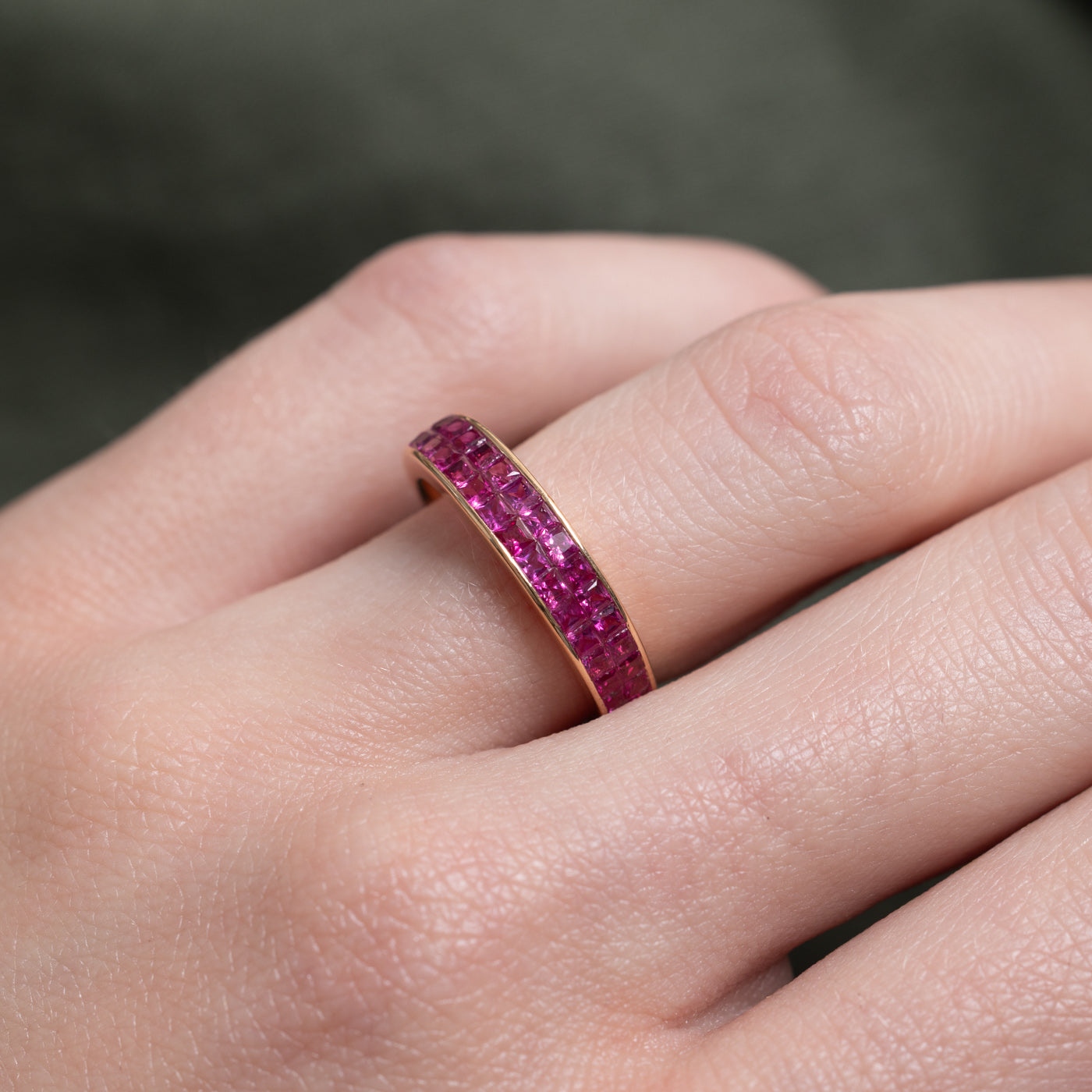 Double Row Semi Eternity Pink Sapphire Band | 1.5ctw | SZ 5.5 |