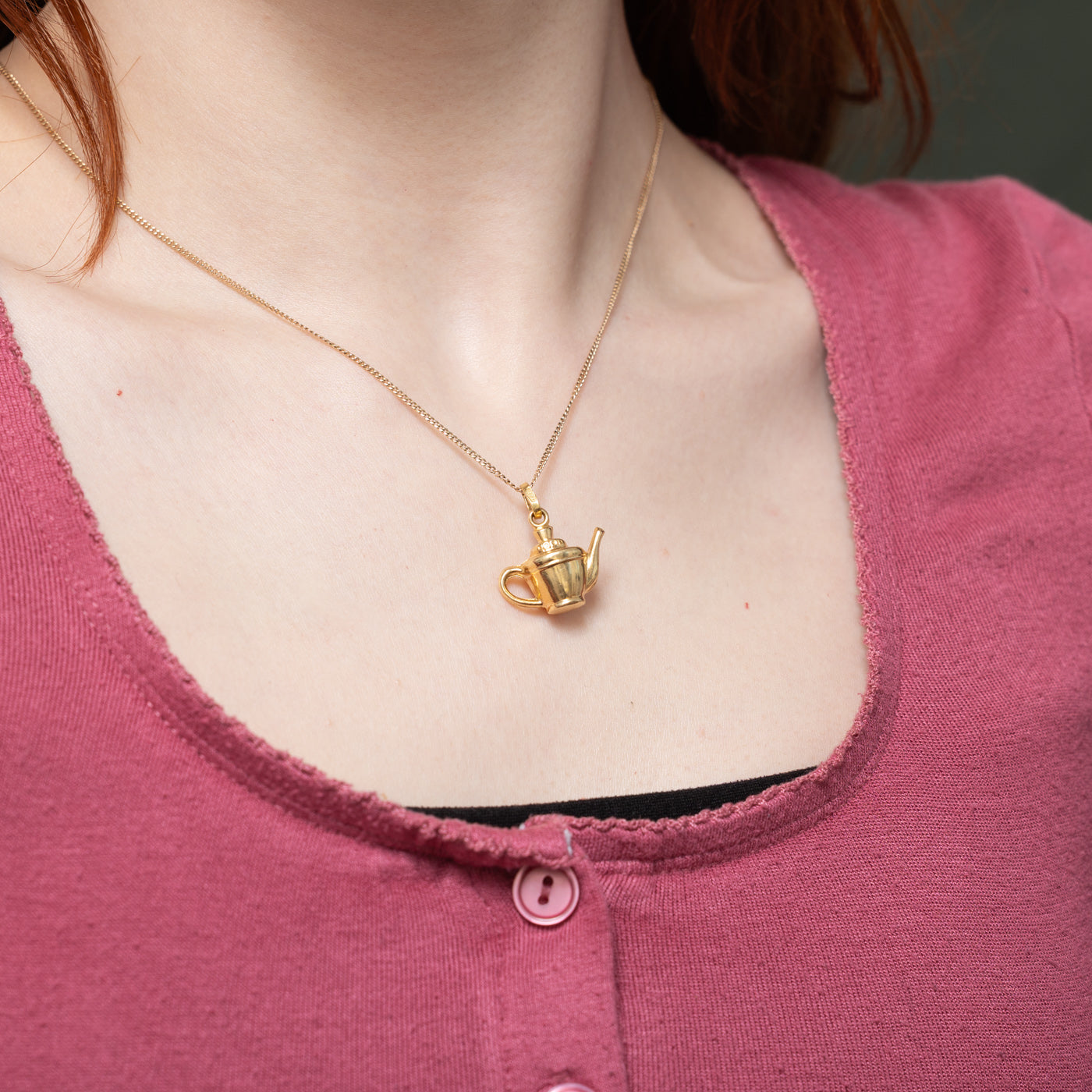 Vintage Italian 18k Yellow Gold Tea Pot Pendant