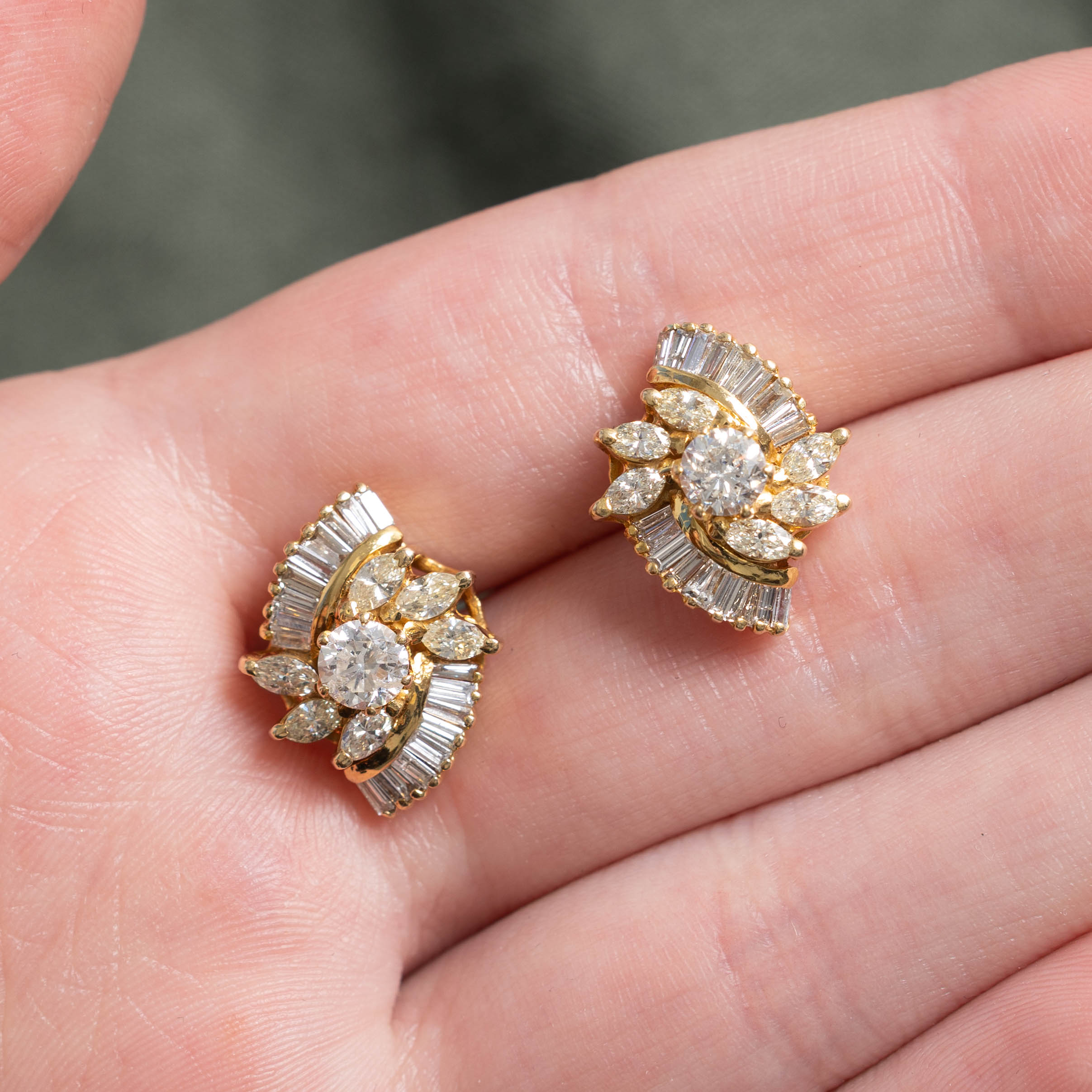 14k Diamond Eye Cluster Earrings | 1.66ctw
