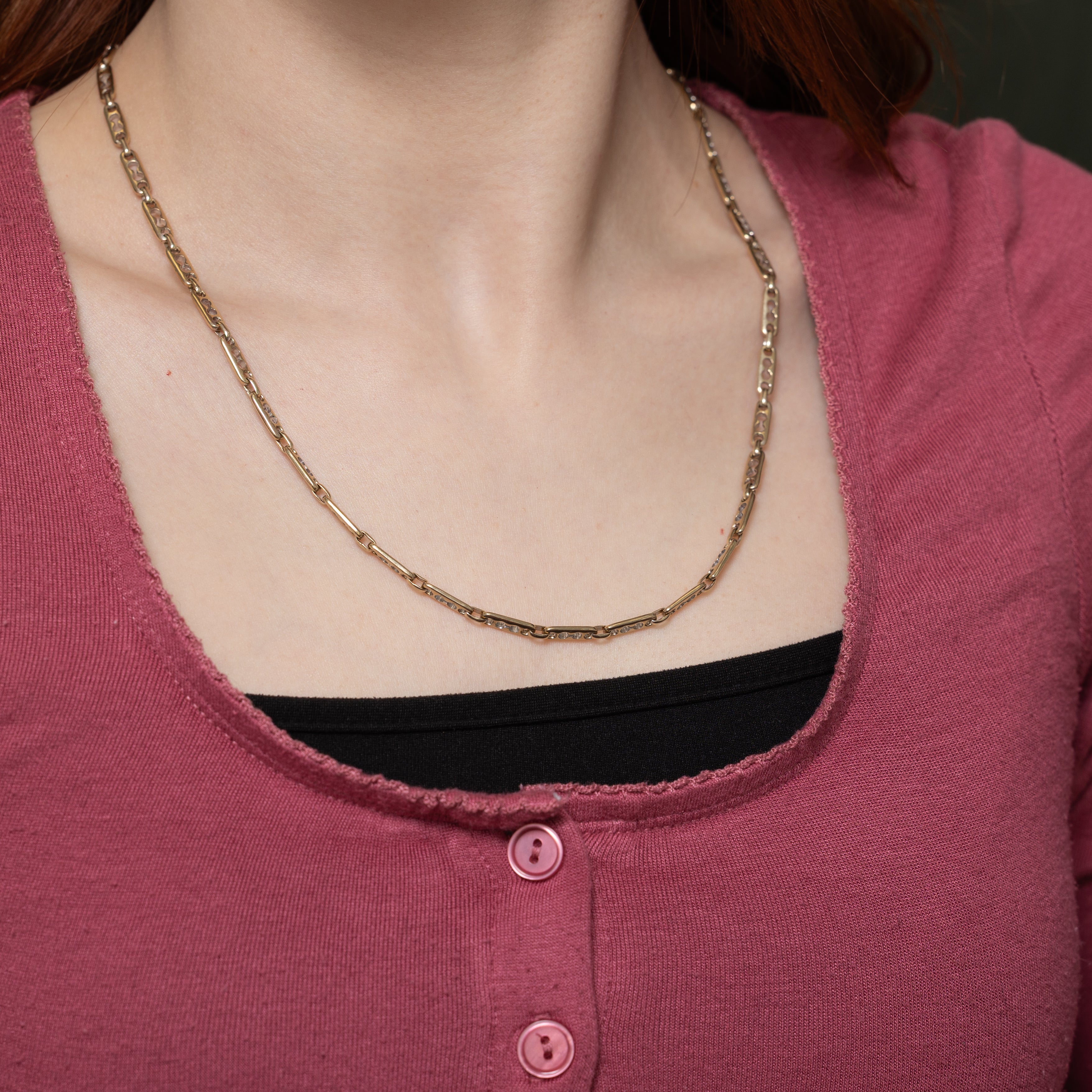 18k White Gold Bar Link Chain | 21"