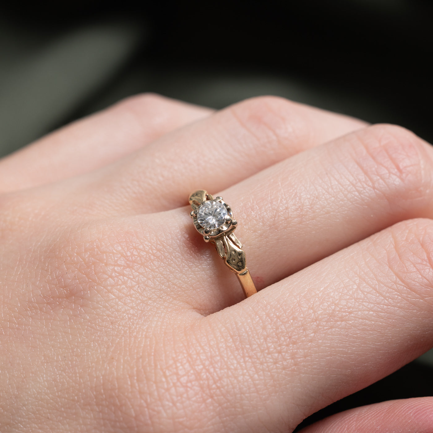 Illusion Set Solitaire Diamond Textured Ring | 0.32ct | SZ 8.0 |