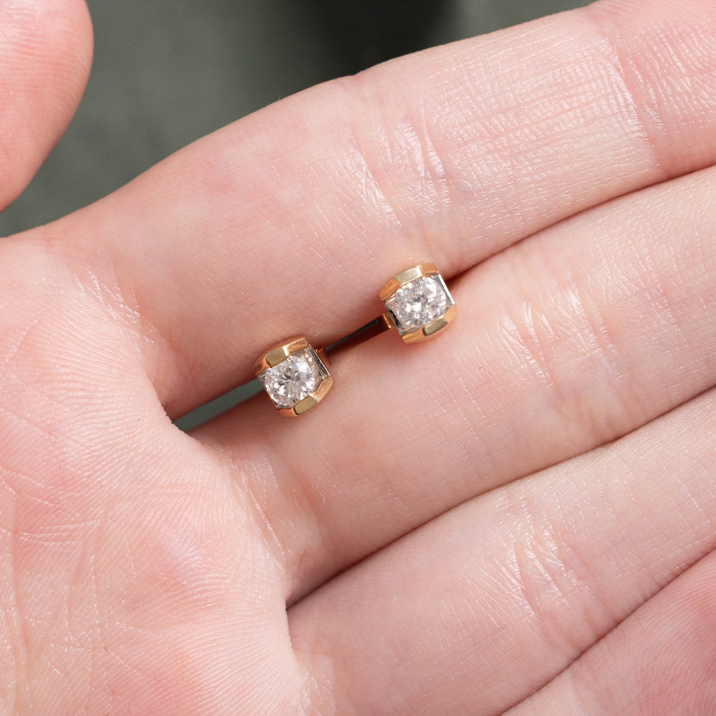 10k Tension Set Diamond Hexagon Studs | 0.41ctw