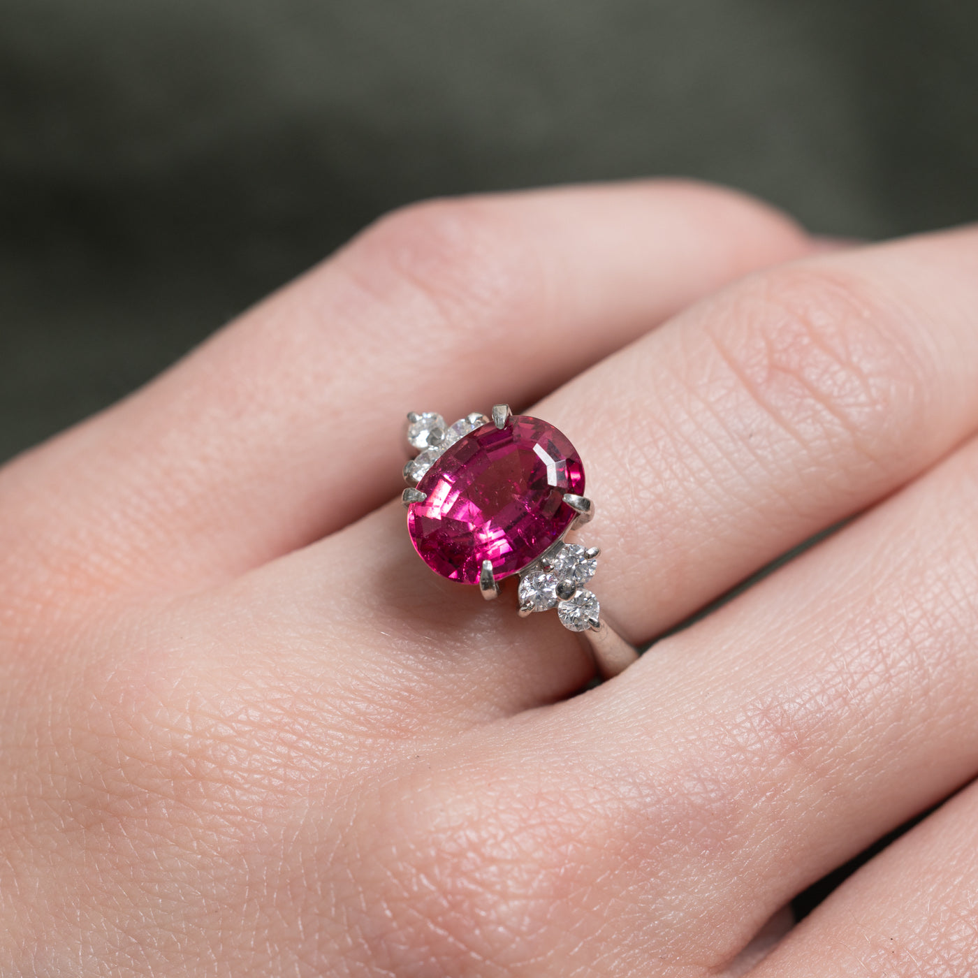 18k Bezel Set Ruby & Diamond Grid Ring | 0.46ctw, 0.60ctw | SZ 5.5