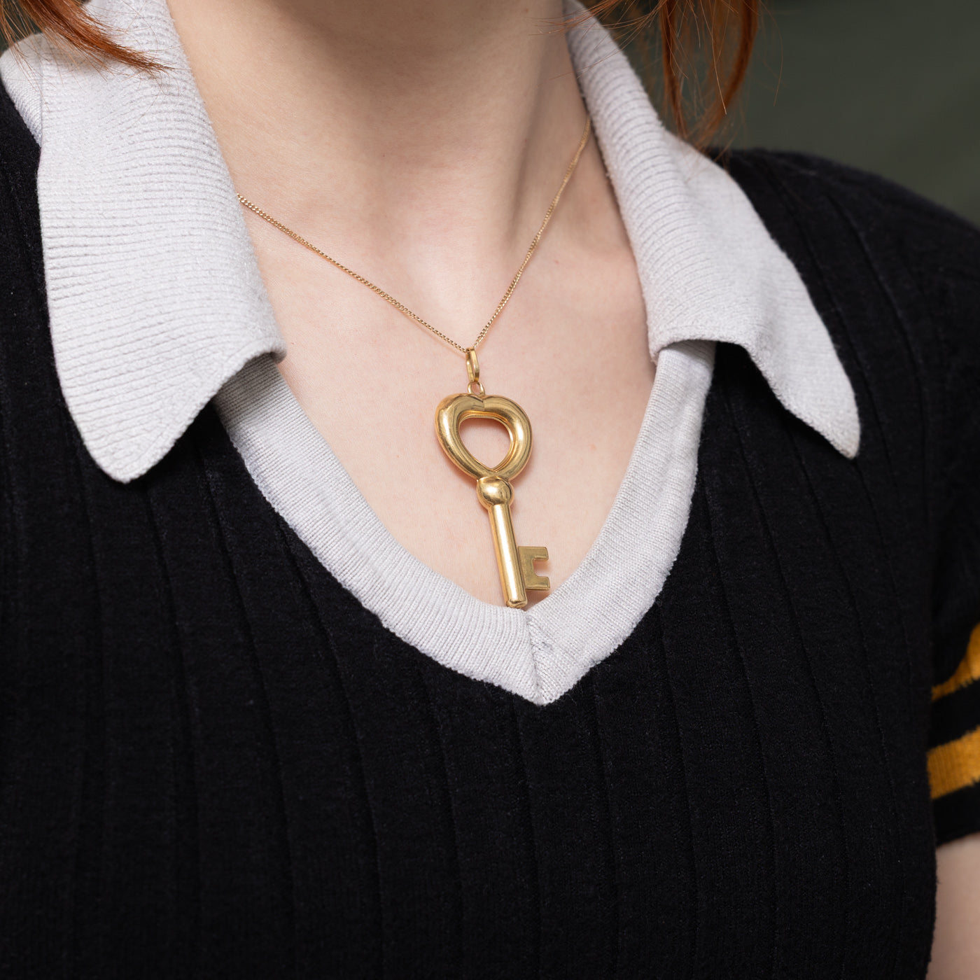 18k Yellow Gold Heart Key Pendant