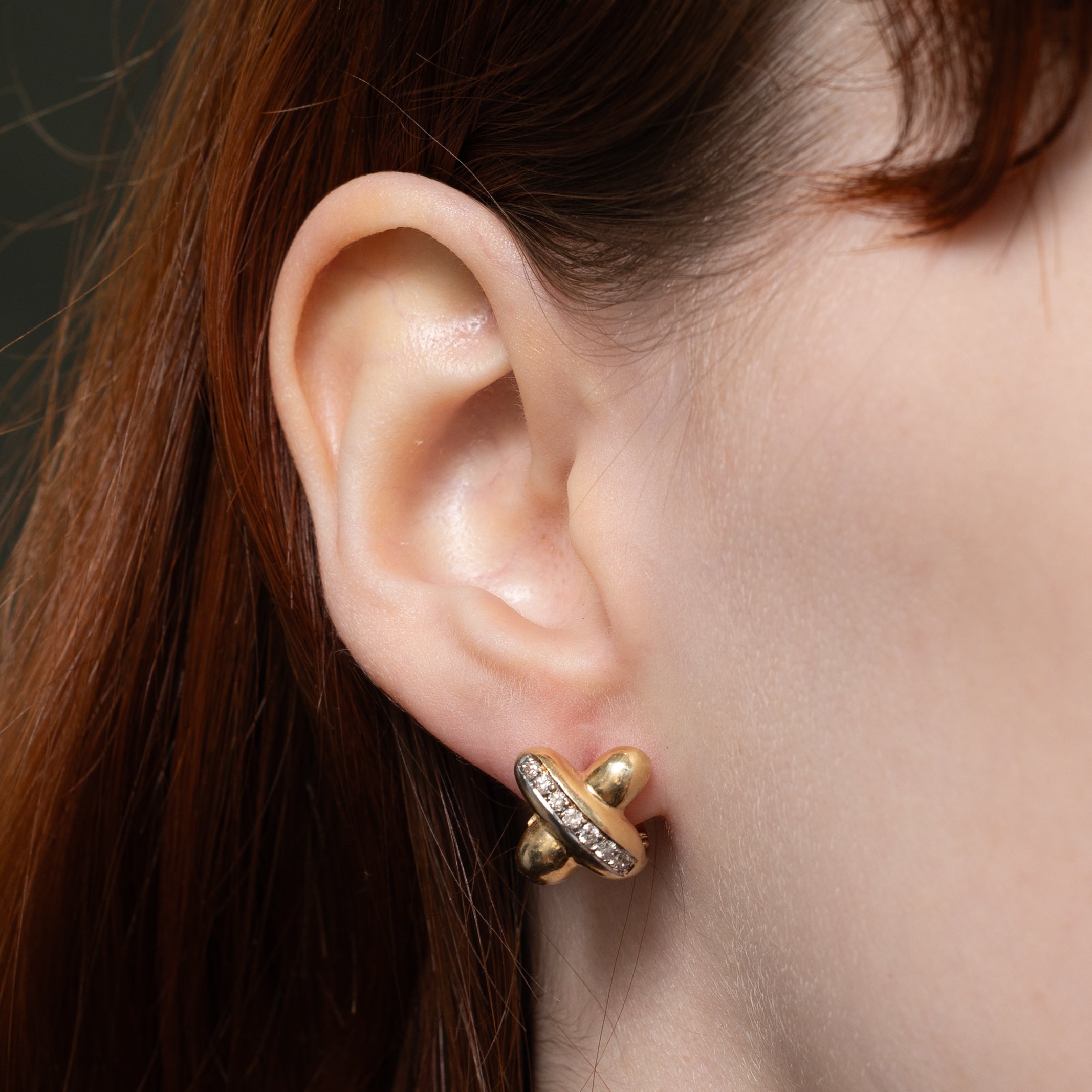 Diagonal Diamond "X" Huggie Earrings | 0.25ctw