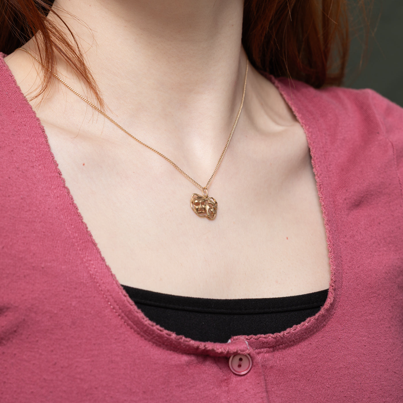 1990 London 9k Yellow Gold Comedy & Tragedy Masks Charm