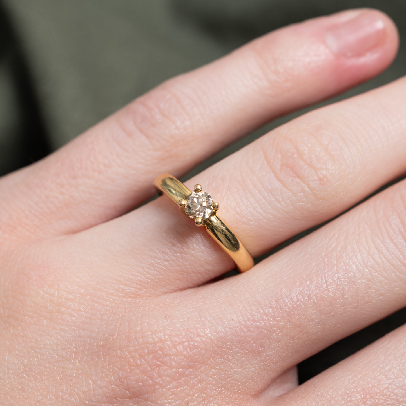 High Set Solitaire Champagne Diamond Ring | 0.29ct | SZ 5.75 |