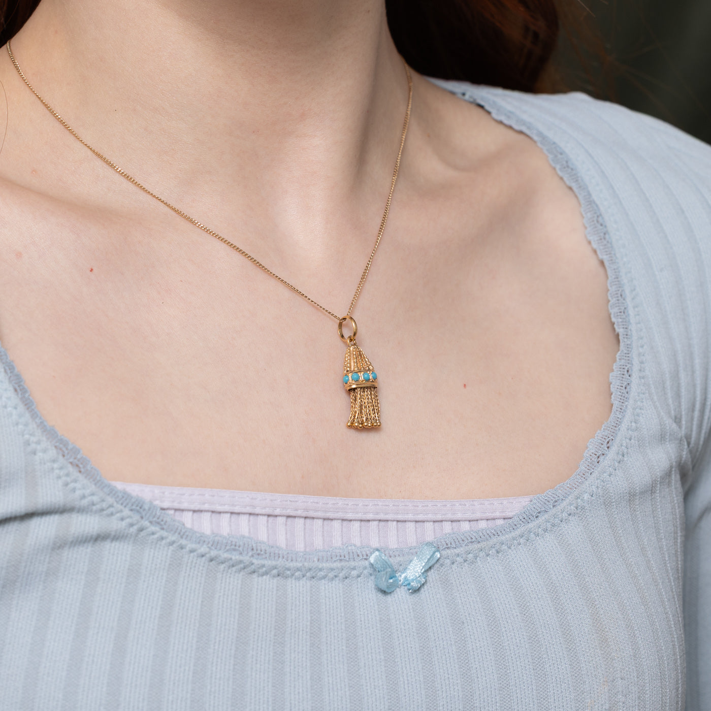 18k Turquoise Textured Jellyfish Pendant | 0.72ctw |