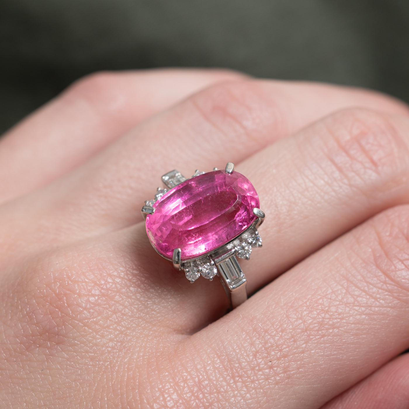 Pink Tourmaline & Diamond Cocktail Ring | 10.41ct, 0.82ctw | SZ 6.25 |