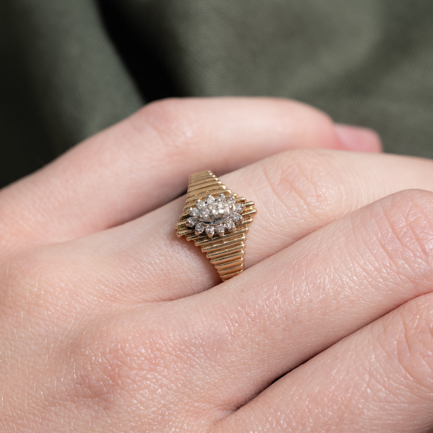 Diamond Marquise Cluster Fluted Tapered Ring | 0.08ctw | SZ 5.0 |