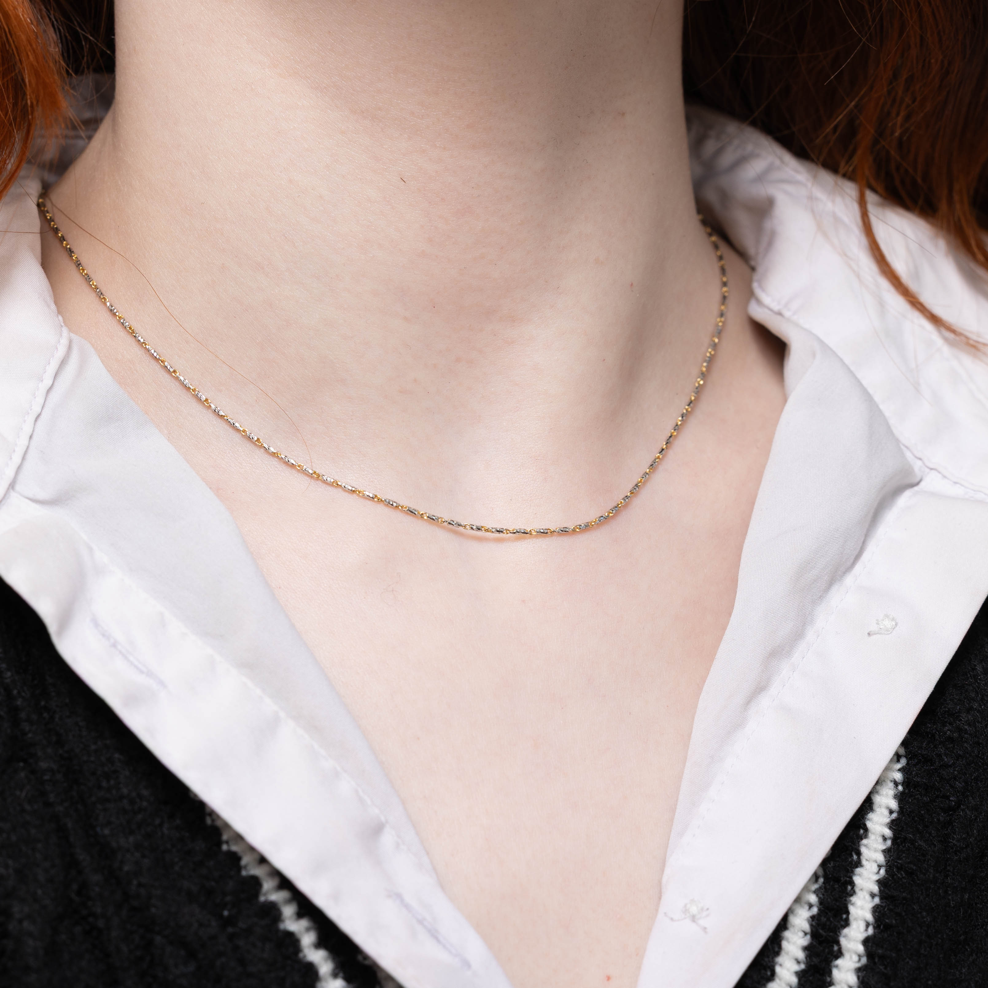 14k Two Tone Anchor Link Chain | 16” | 1.1mm
