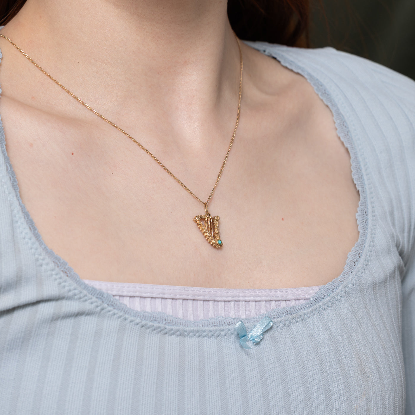 Turquoise Harp Charm | 0.05ctw