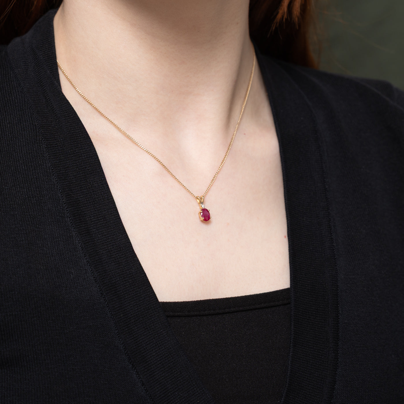 Oval Cut Ruby & Diamond Pendant