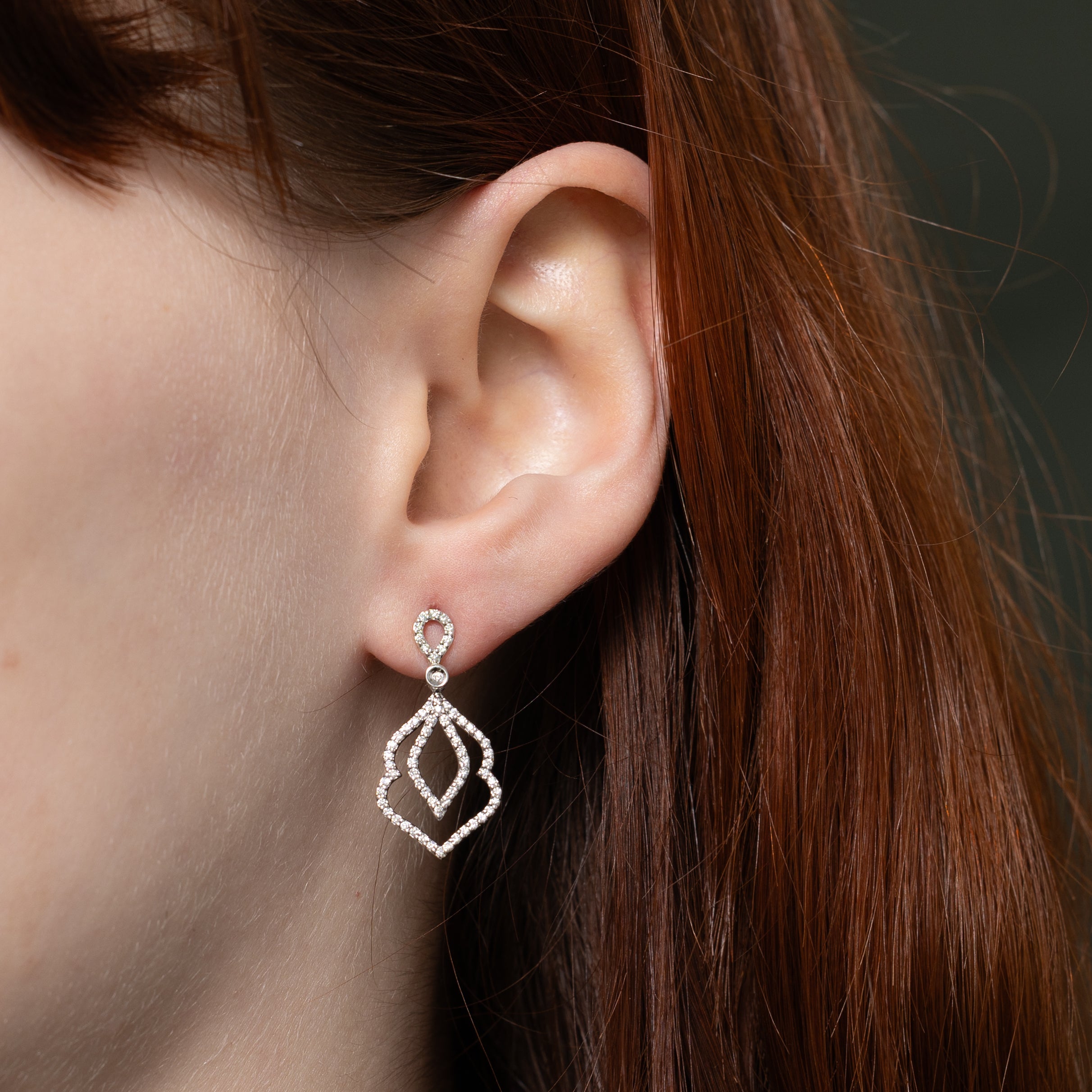 Diamond Ornate Drop Earrings | 0.27ctw
