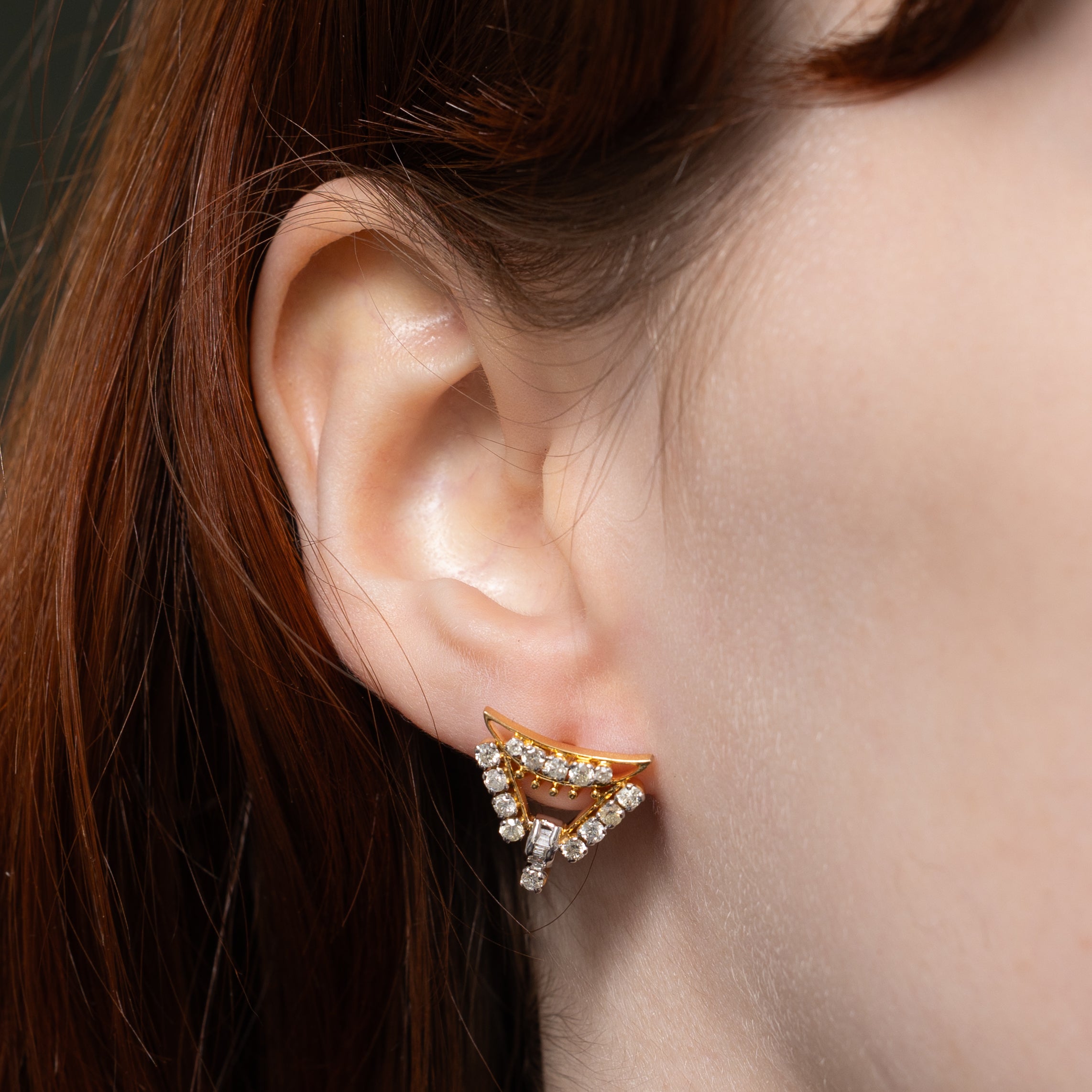 Diamond Open Triangle Stud Earrings | 1.00ctw