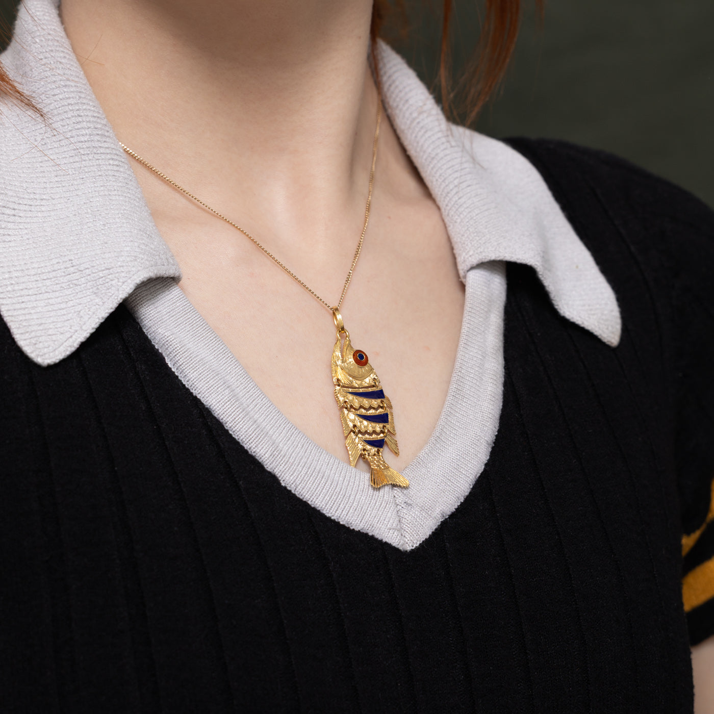 Italian 18k Yellow Gold Fish Pendant