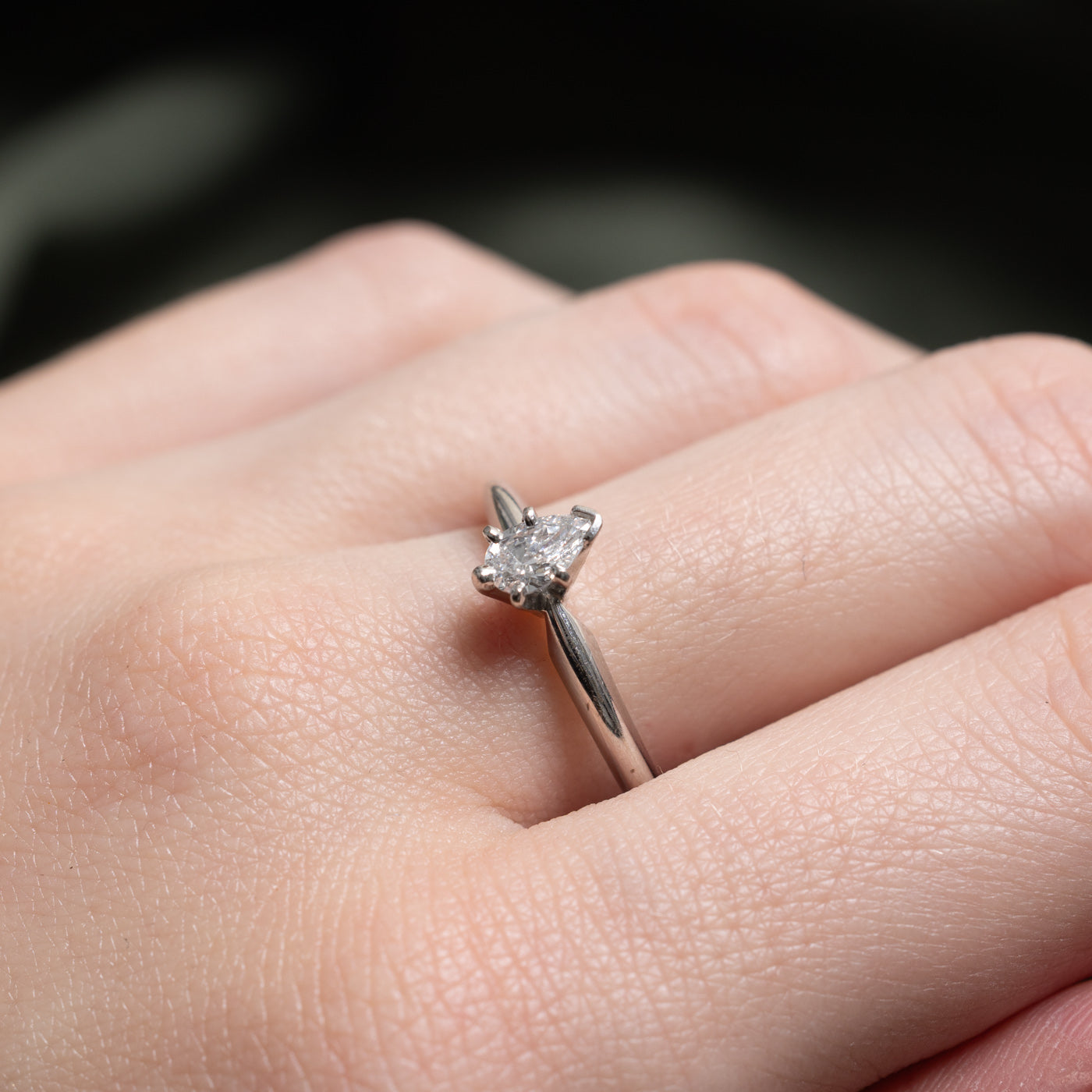 Pear Cut Solitaire Diamond Ring | 0.40ct VS1/VS2 F/G | SZ 8 |