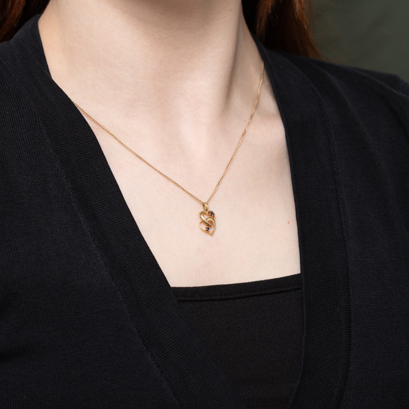 Sapphire Double Heart Pendant