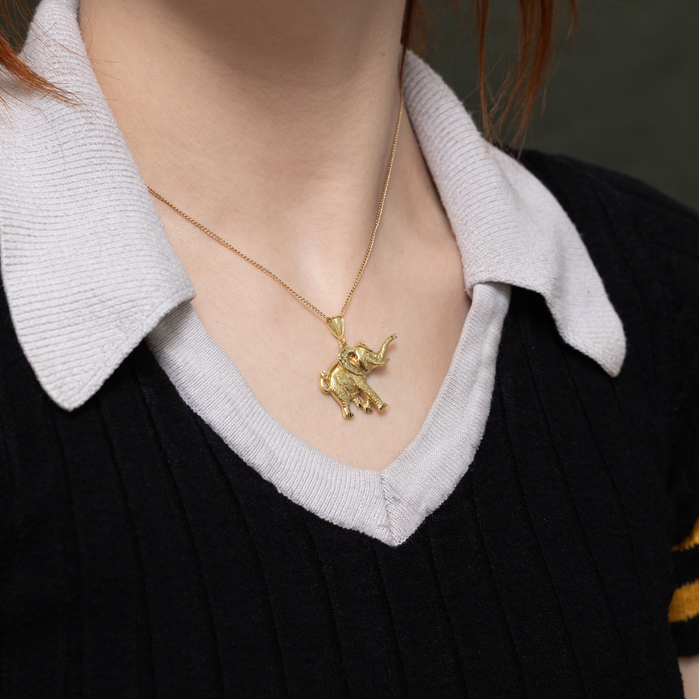 18k Yellow Gold Elephant Pendant