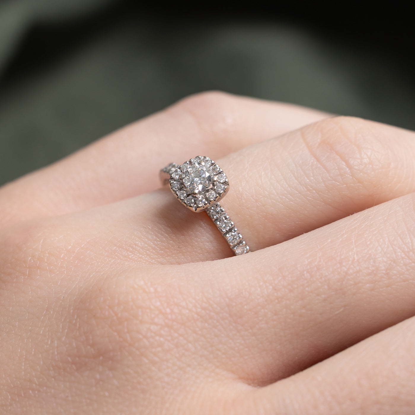 Bague de fiançailles avec halo de diamants | 0,25 ct | Taille 5,25 |
