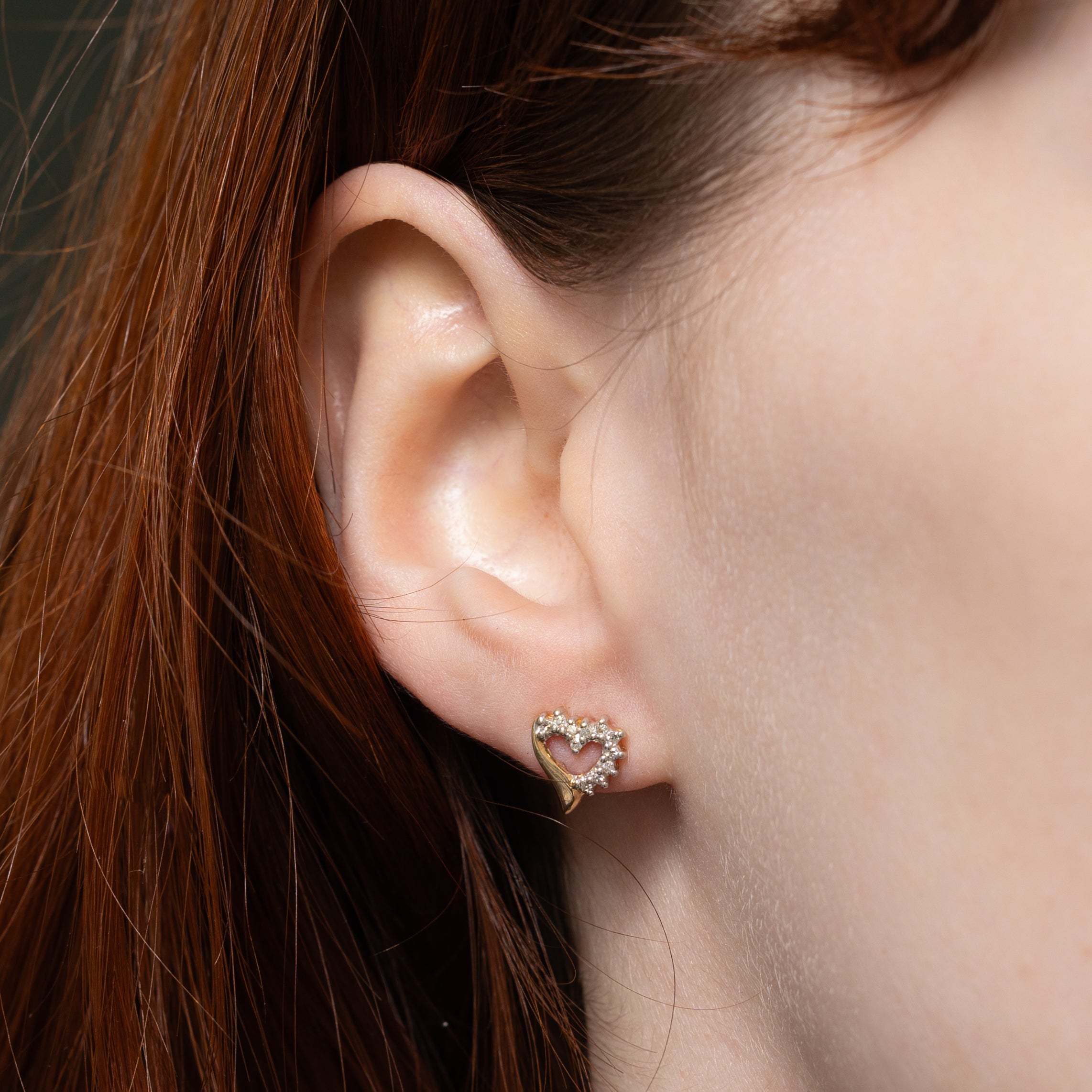 Diamond Petal Open Heart Stud Earrings | 0.11ctw